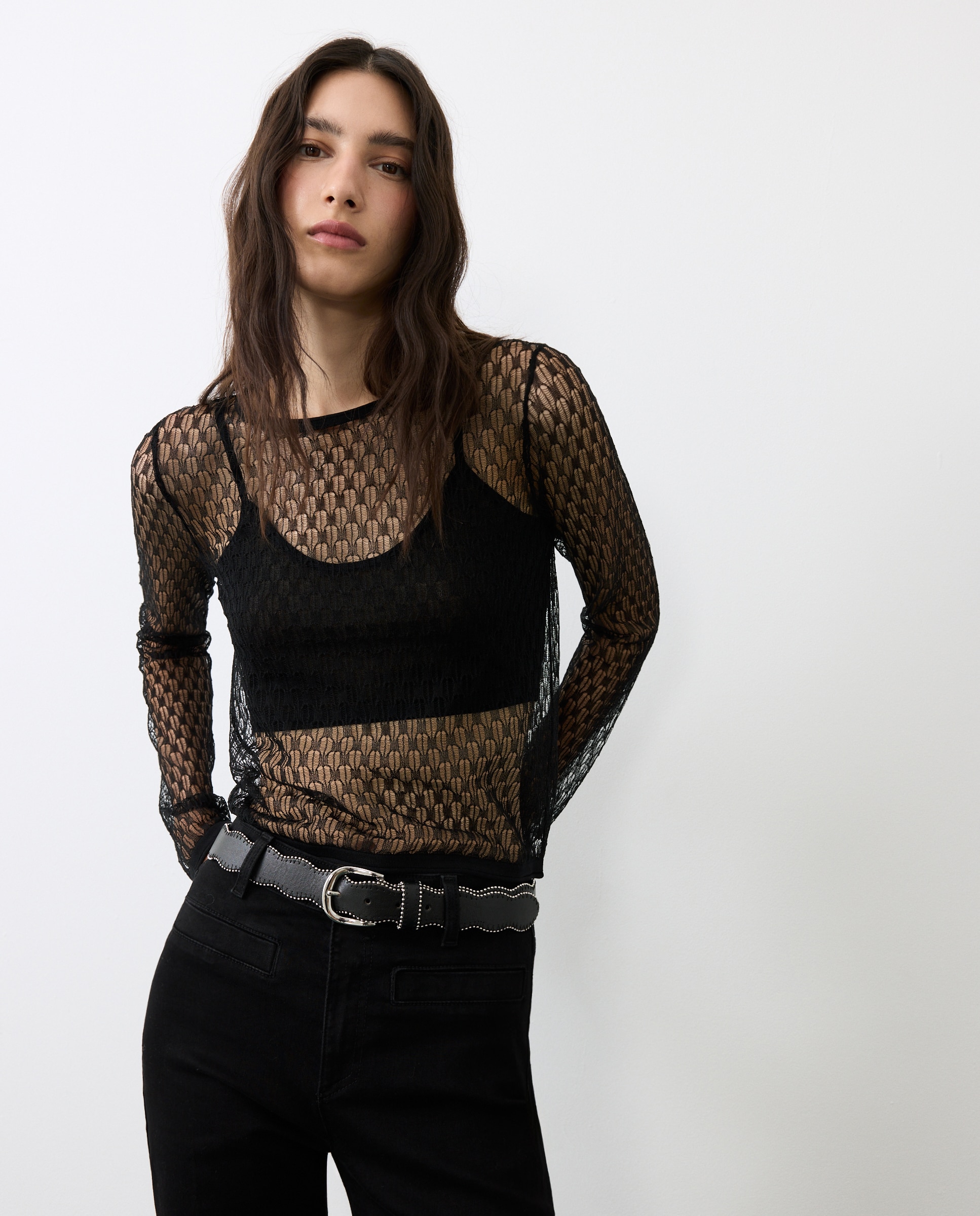 Imagen 2 de Jersey de mujer con transparencia y top - Tintoretto - Negro Negro