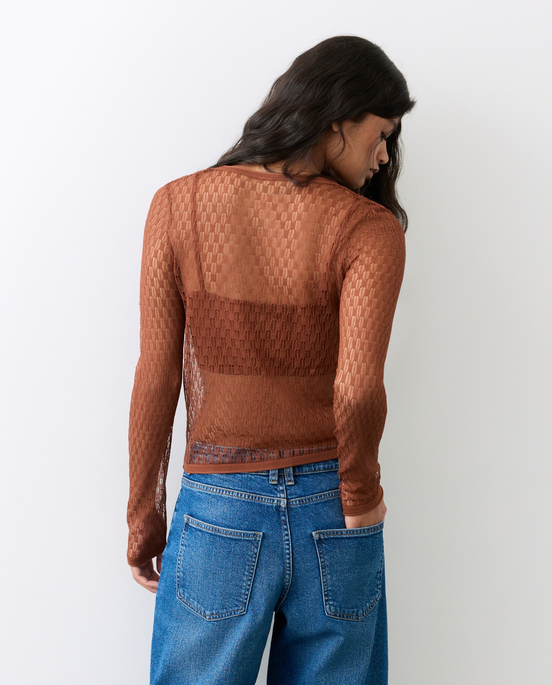 Camisola de Malha com Transparência e Top 770 Terracota-3
