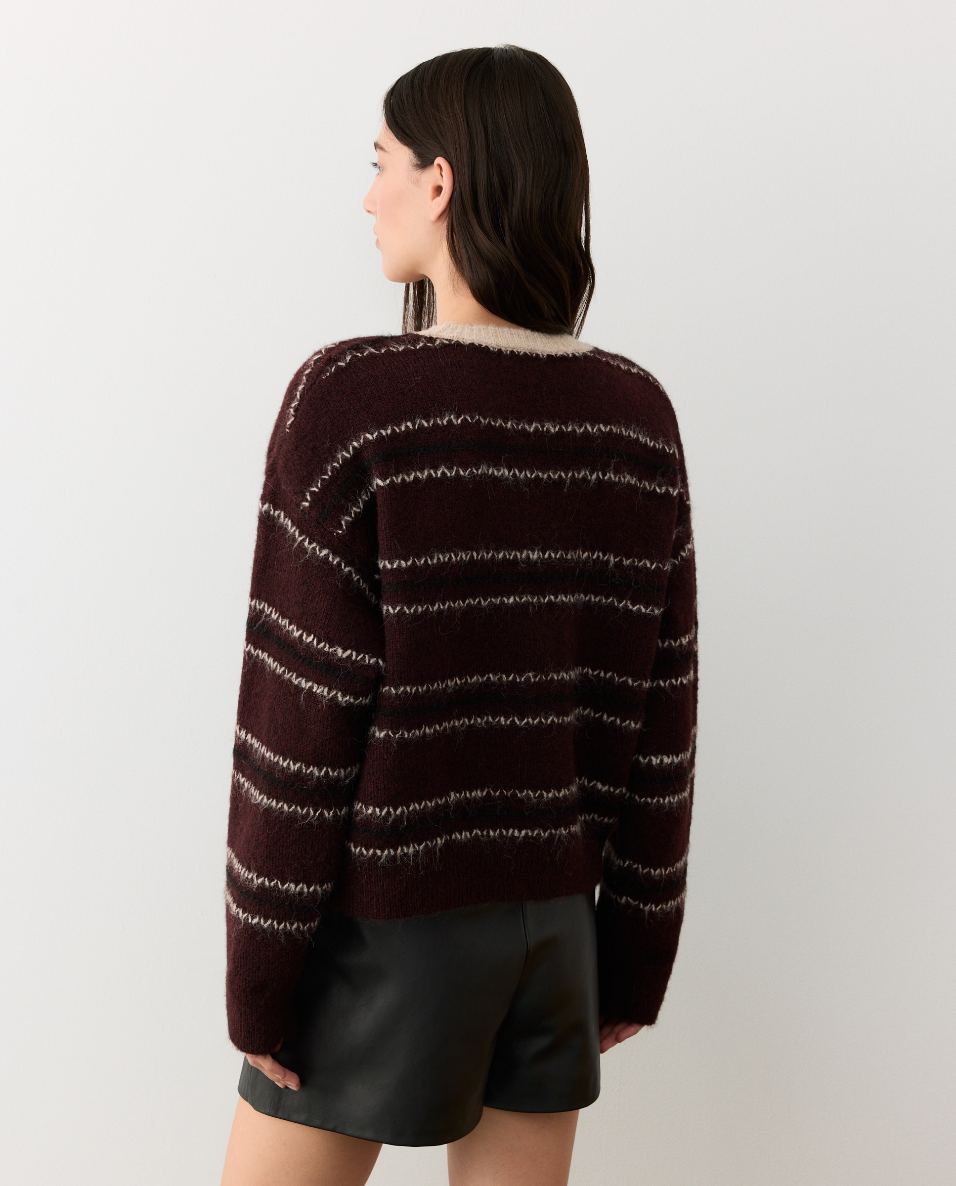 Jersey de mujer con estampado rayas fantasía - Tintoretto - Morado Morado-2