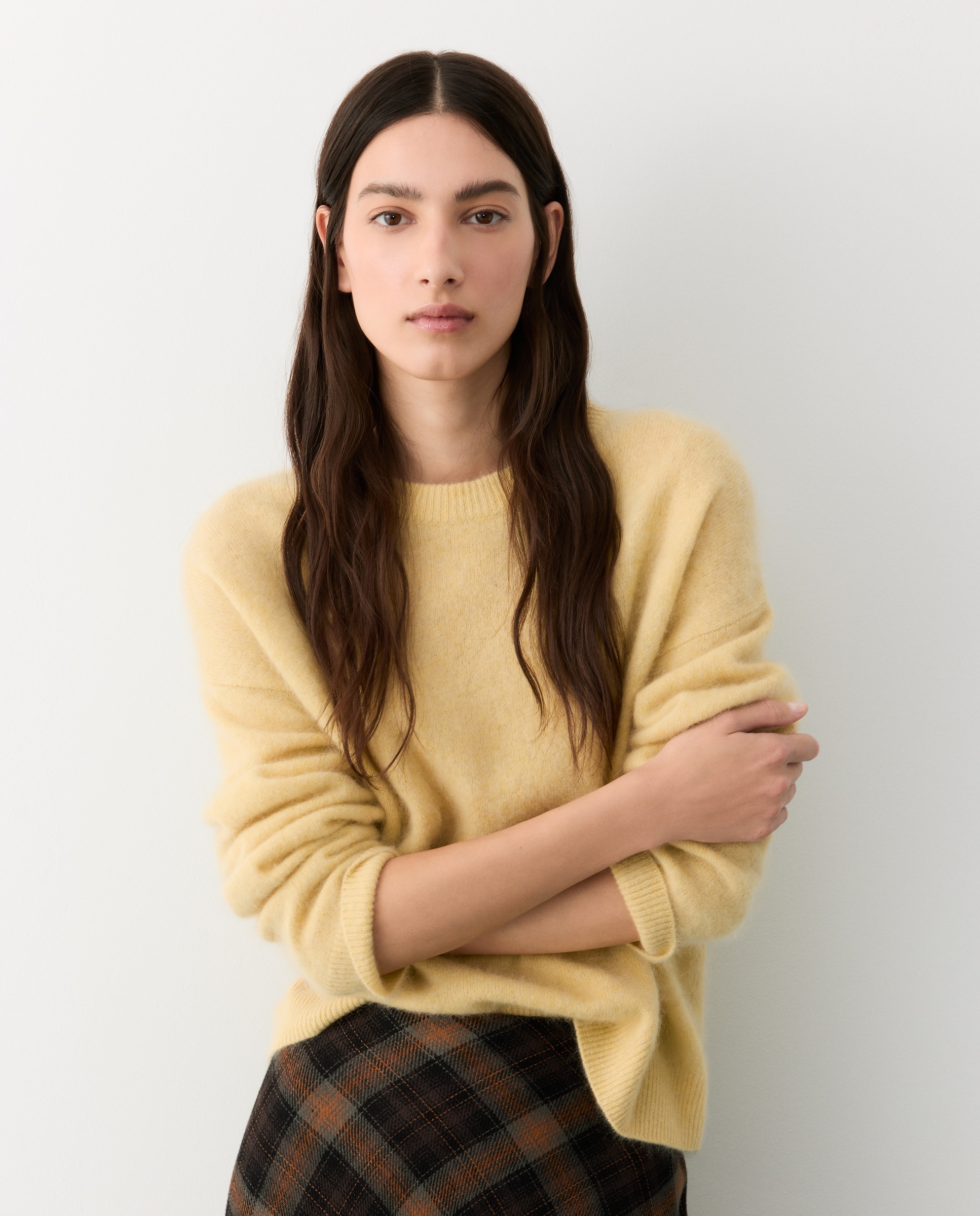Suéter de mujer liso de cuello caja - Tintoretto - 310 Amarillo claro 310 Amarillo claro-1