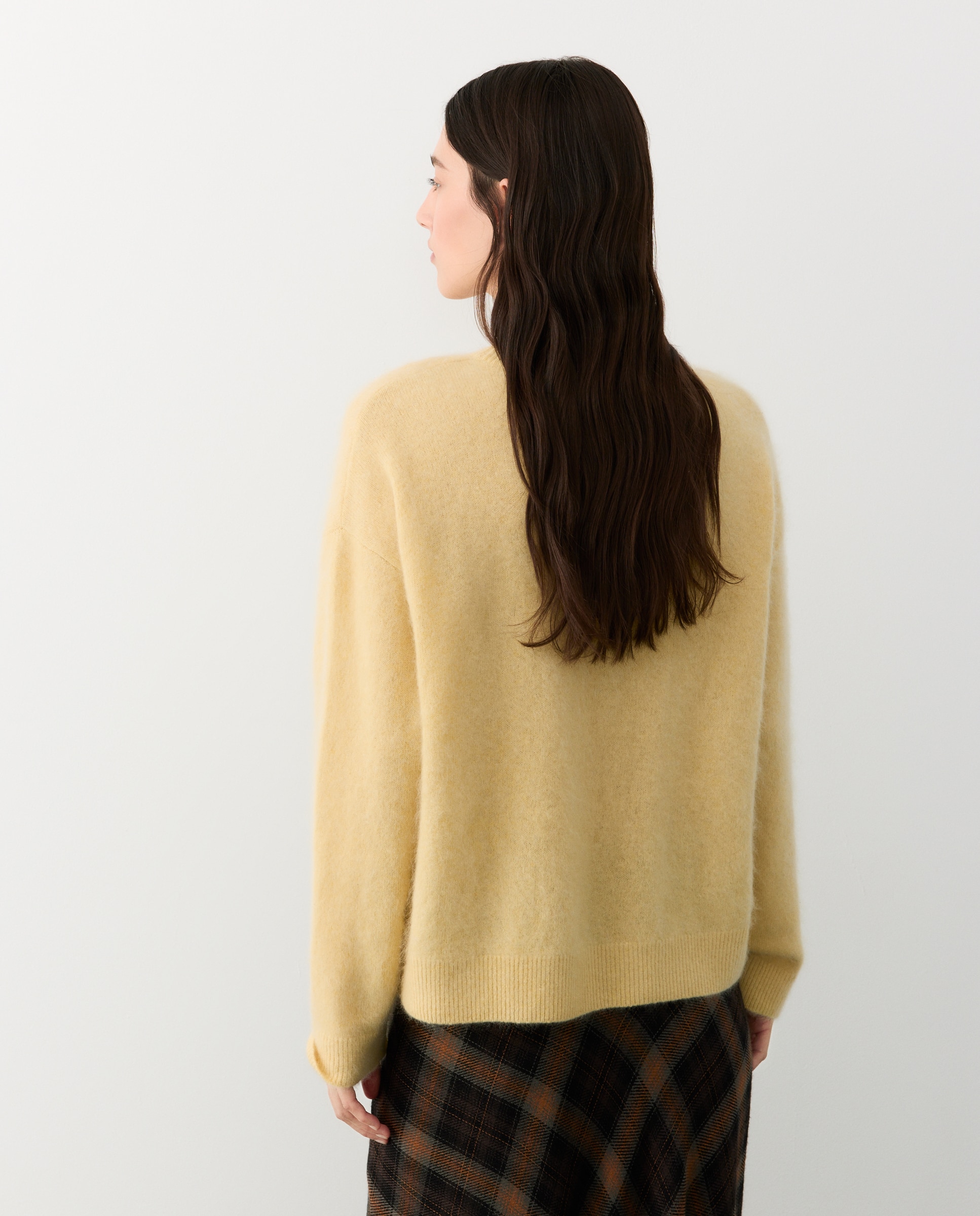 Suéter de mujer liso de cuello caja - Tintoretto - 310 Amarillo claro 310 Amarillo claro-2