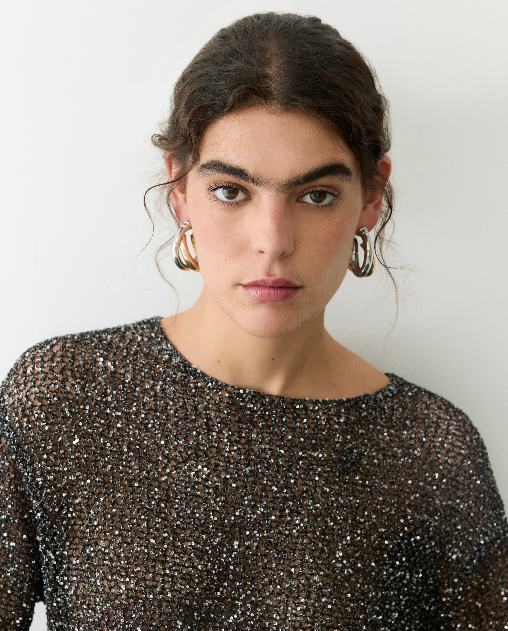 Jersey de mujer con malla y detalle de lazo - Tintoretto - Negro Negro-4