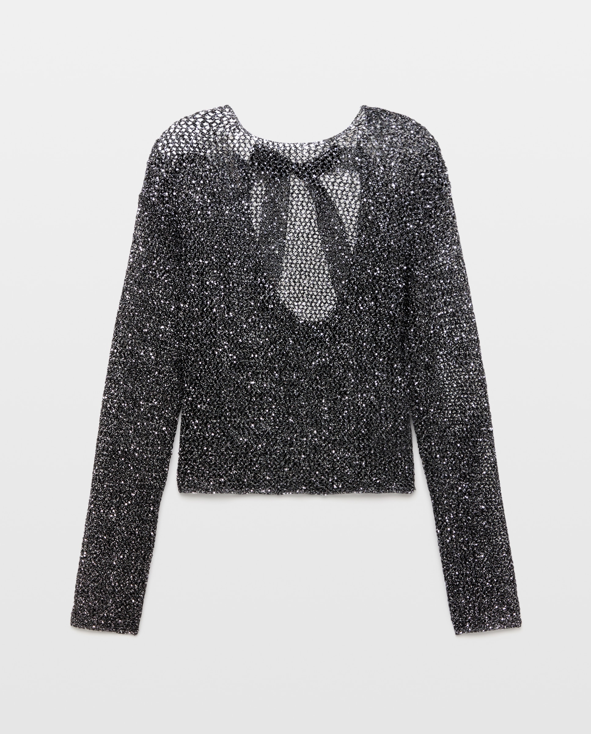 Jersey de mujer con malla y detalle de lazo - Tintoretto - Negro Negro-6