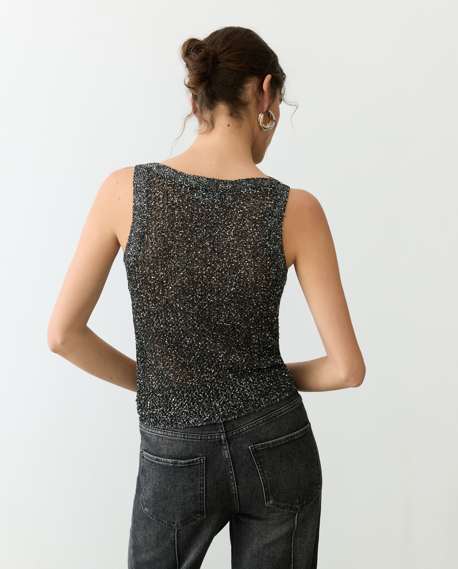 Jersey liso con manga francesa de mujer - Tintoretto - Negro Negro-2