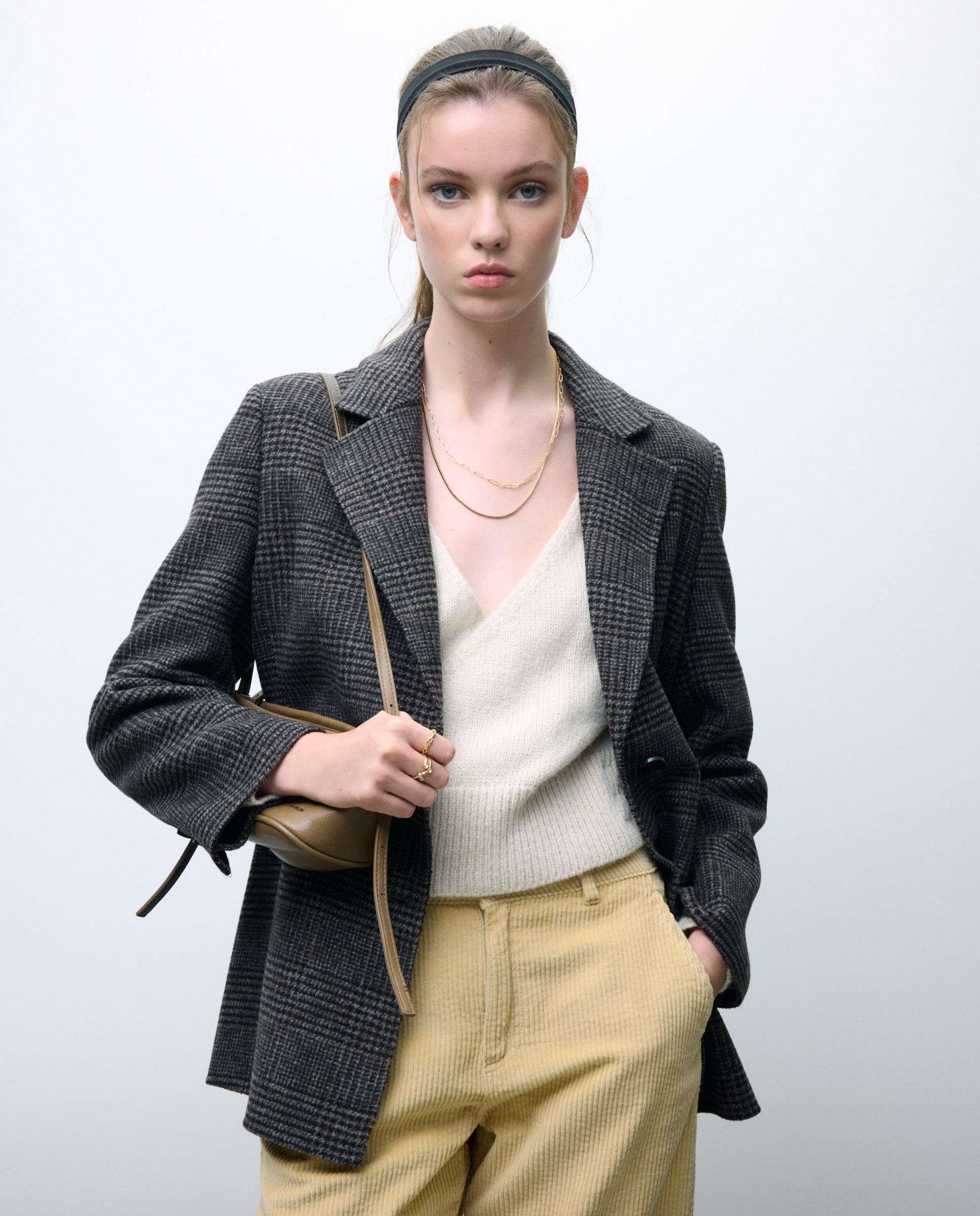 Blazer Handmade aos Quadrados Castanho-1