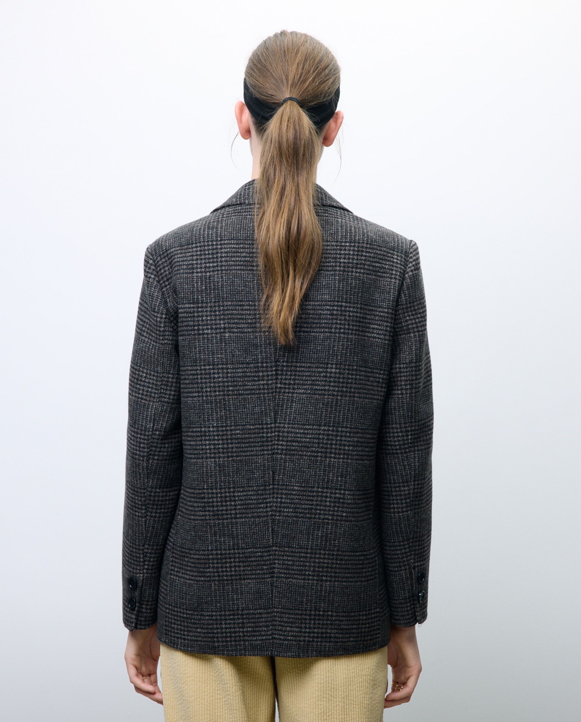 Blazer Handmade aos Quadrados Castanho-3