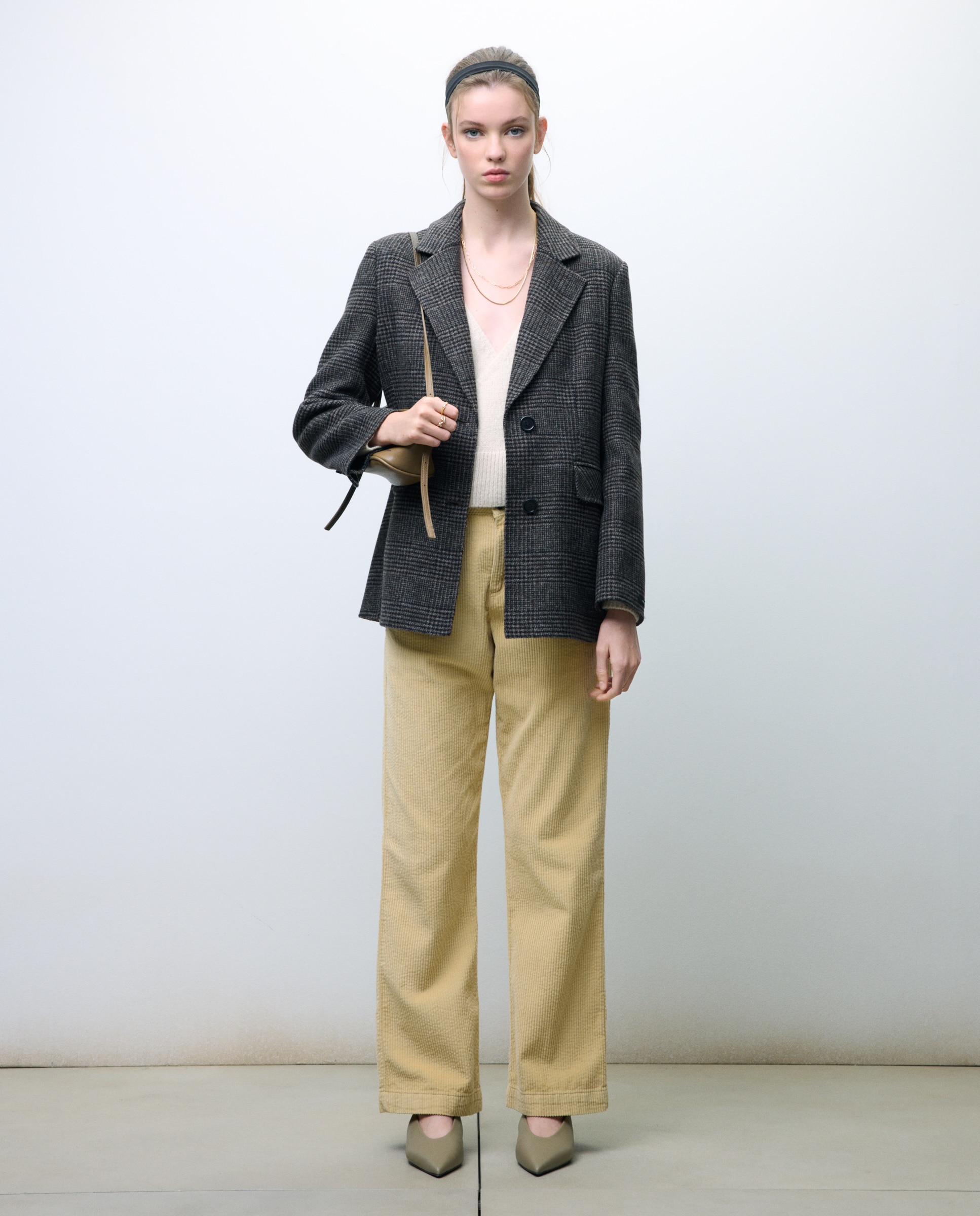 Blazer Handmade aos Quadrados Castanho-4