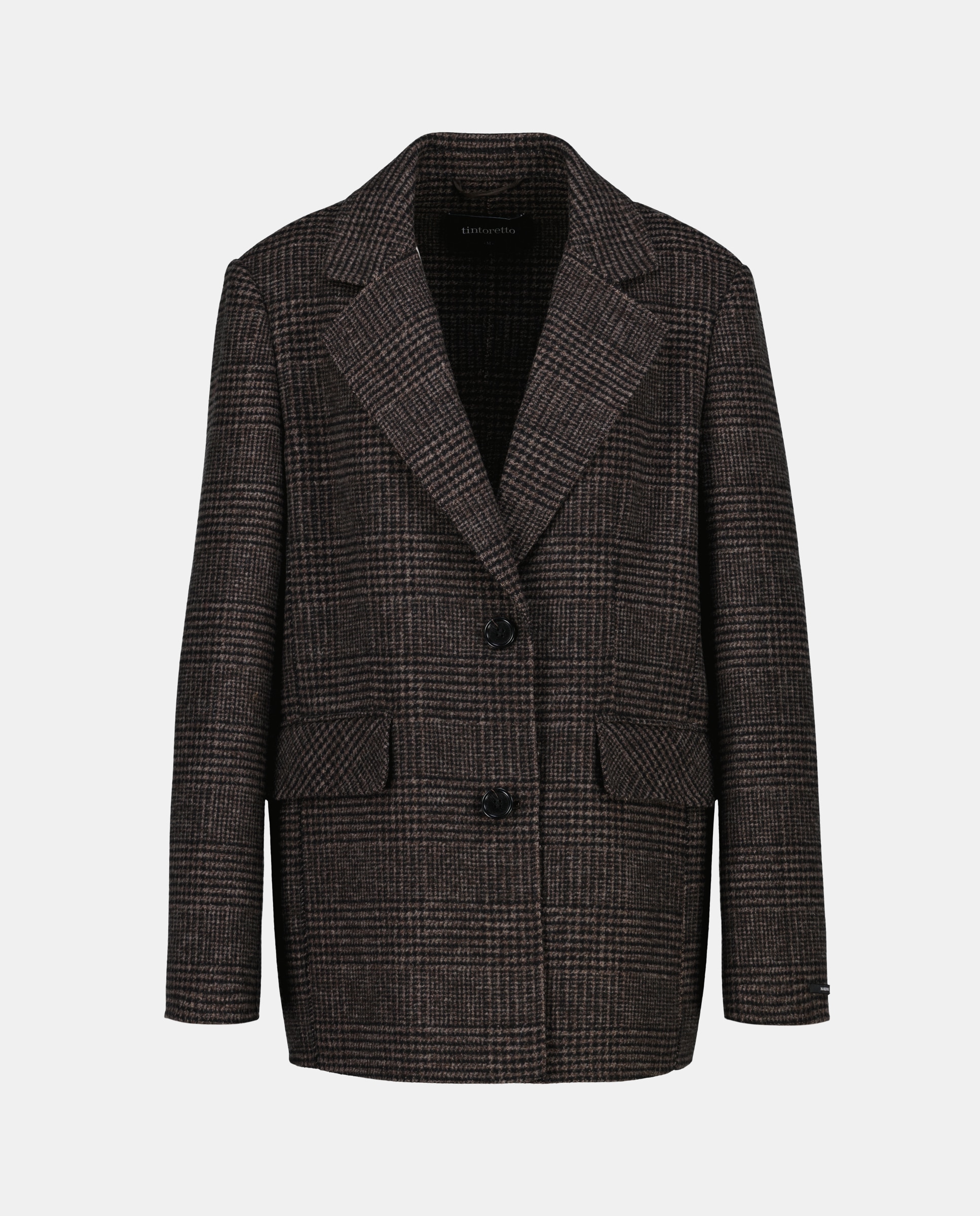 Blazer Handmade aos Quadrados Castanho-5