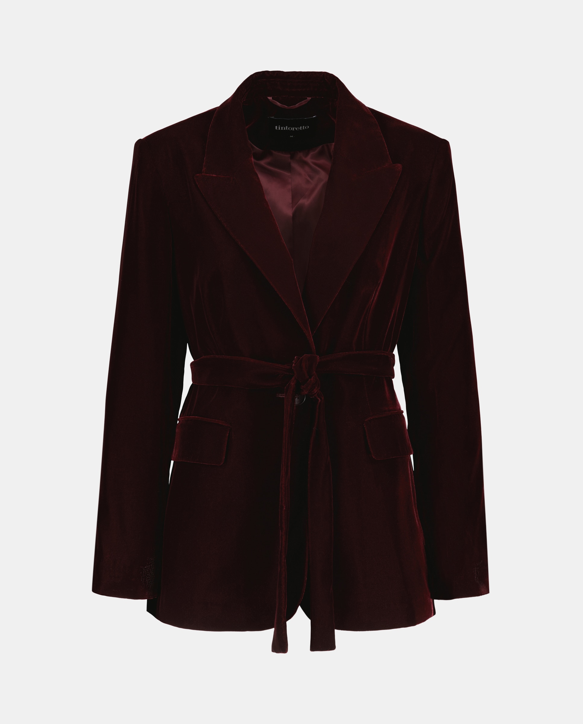 Blazer Liso de Veludo Bordeaux-5