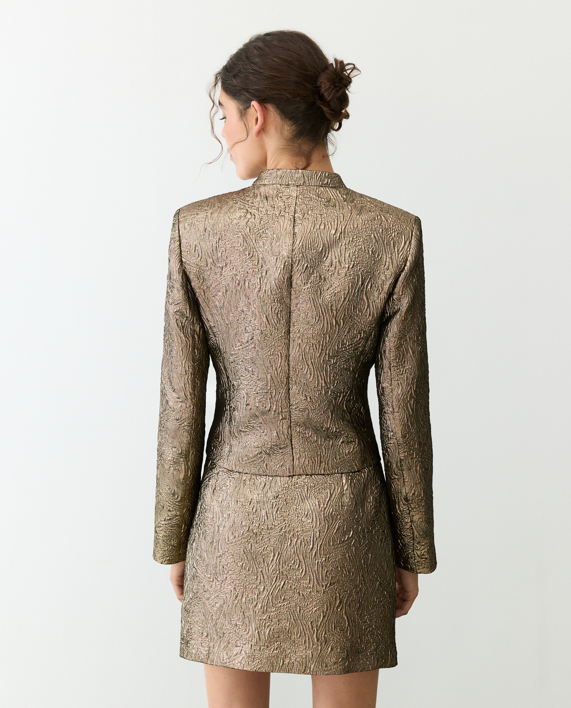 Blazer de mujer con alamares y jacquard dorado - Tintoretto - 391 Oro viejo 391 Oro viejo-3