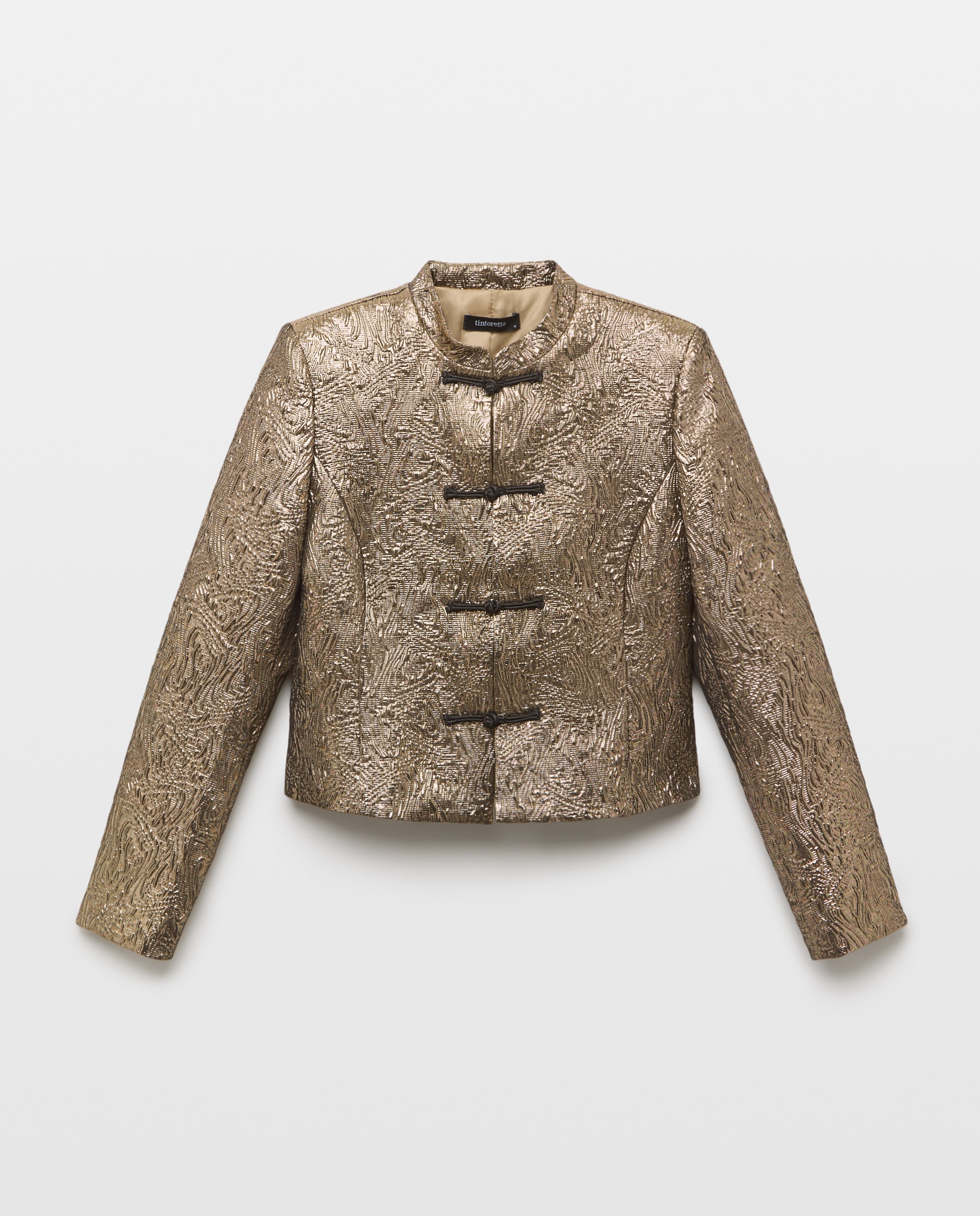 Blazer de mujer con alamares y jacquard dorado - Tintoretto - 391 Oro viejo 391 Oro viejo-5