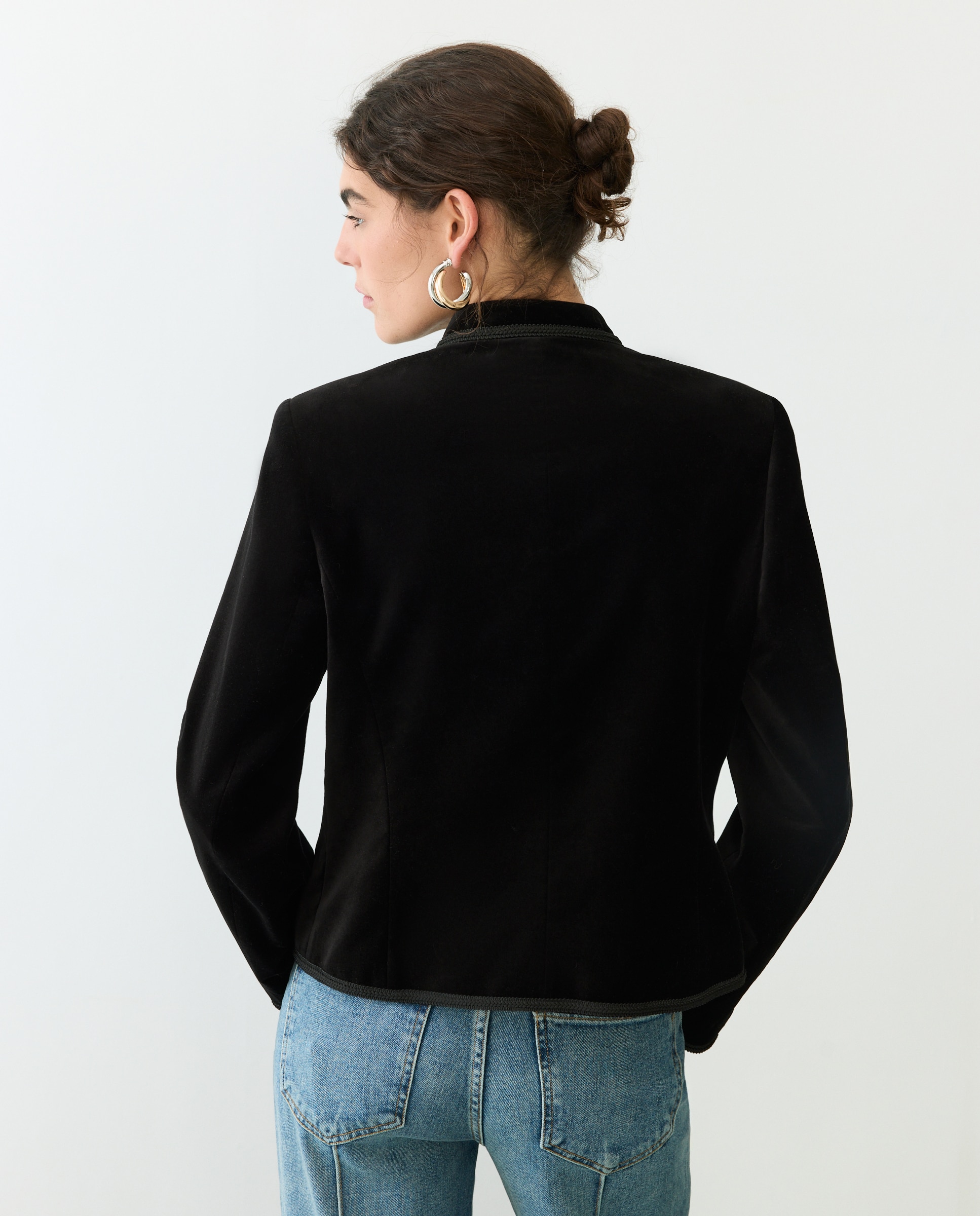 Chaqueta velvet con alamares - Tintoretto - Negro Negro-3