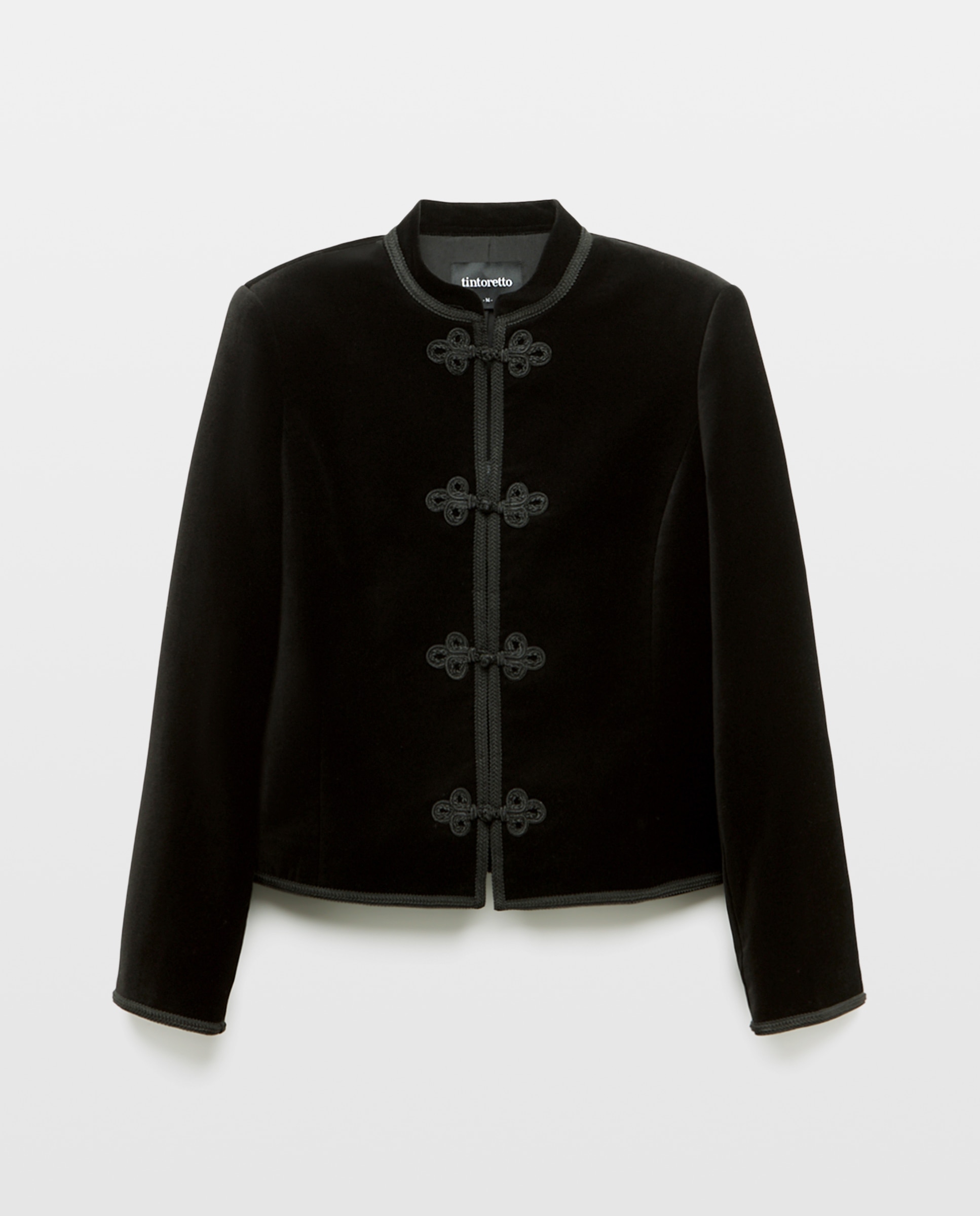 Chaqueta velvet con alamares - Tintoretto - Negro Negro-5