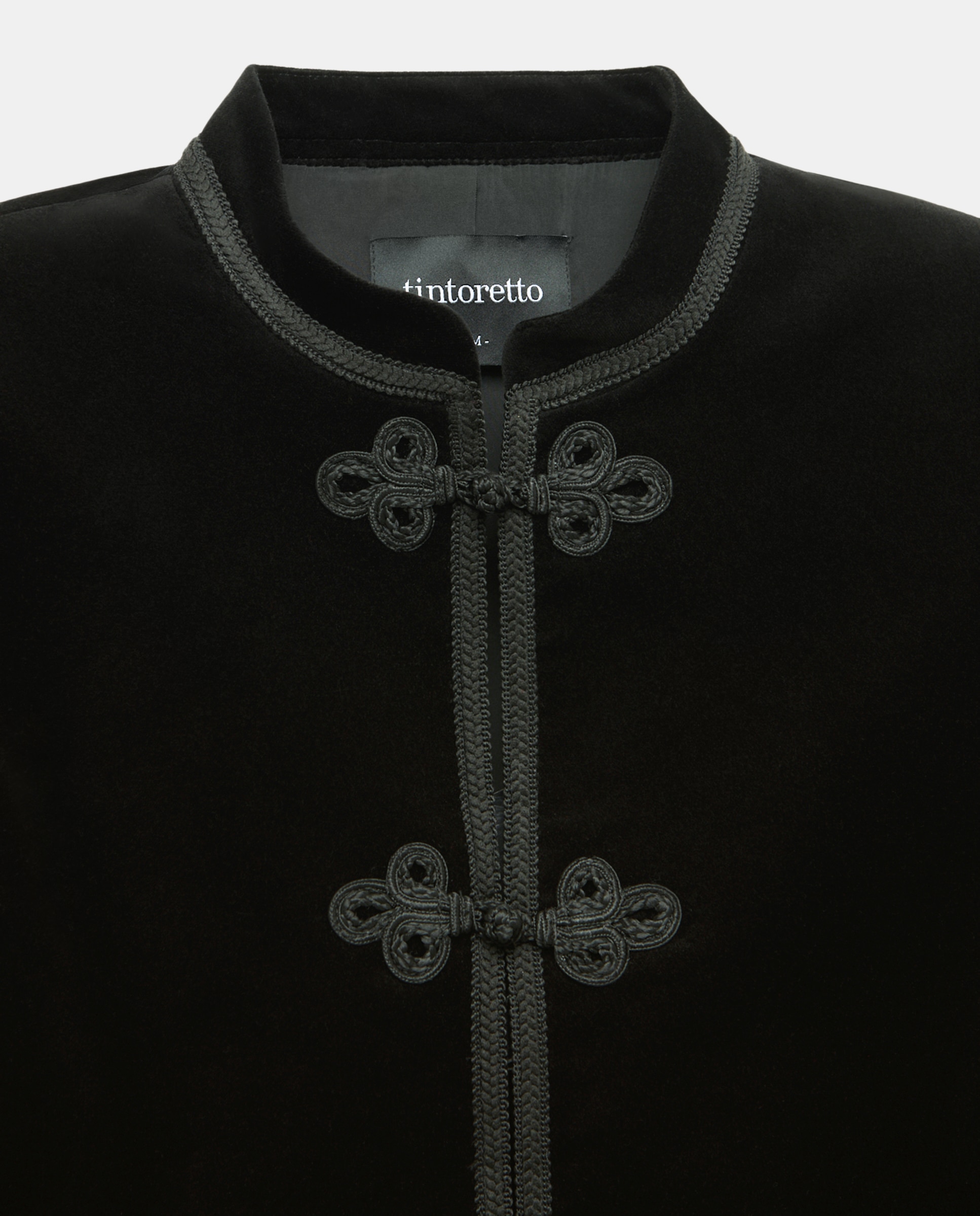 Chaqueta velvet con alamares - Tintoretto - Negro Negro-6