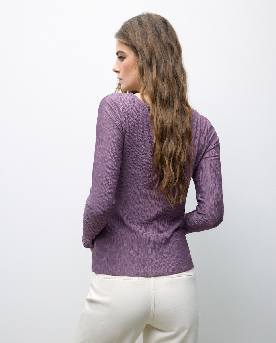 Camisola de Manga Comprida com Nó Roxo-3