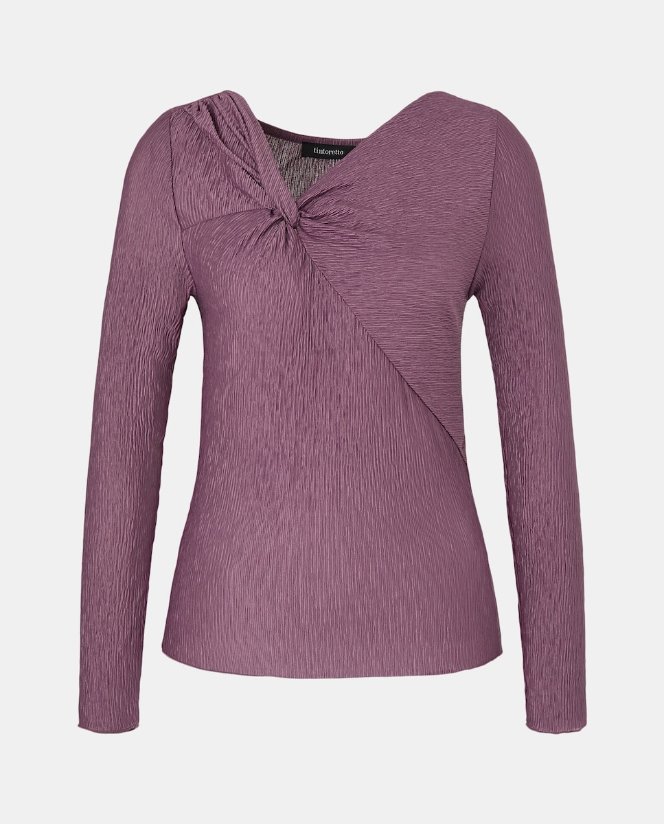 Camisola de Manga Comprida com Nó Roxo-5