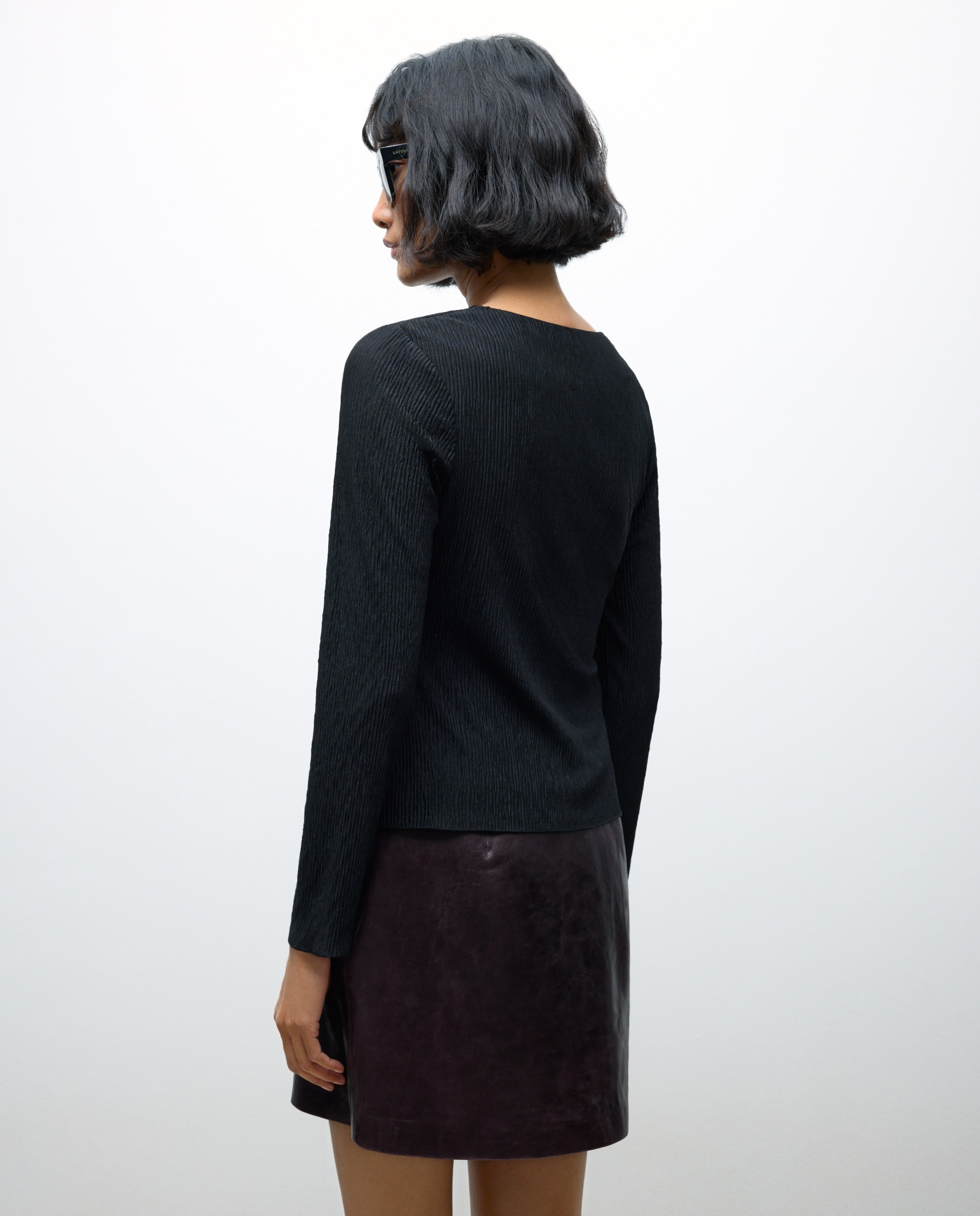 Camisola de Manga Comprida com Nó Preto-3