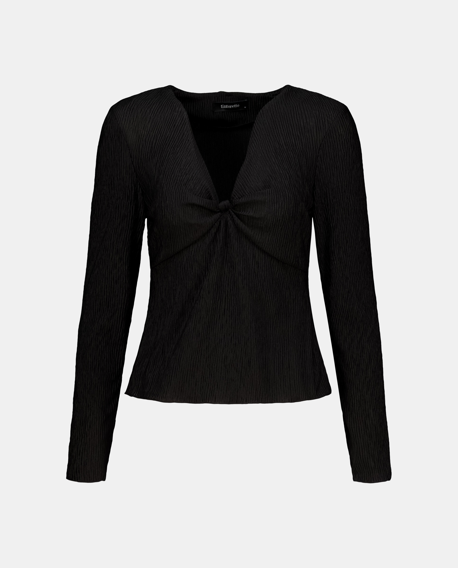 Camisola de Manga Comprida com Nó Preto-4