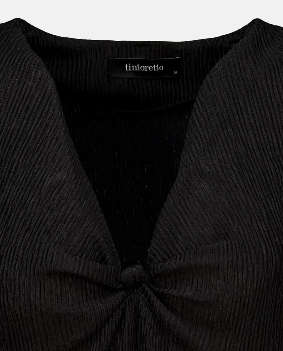 Camisola de Manga Comprida com Nó Preto-5