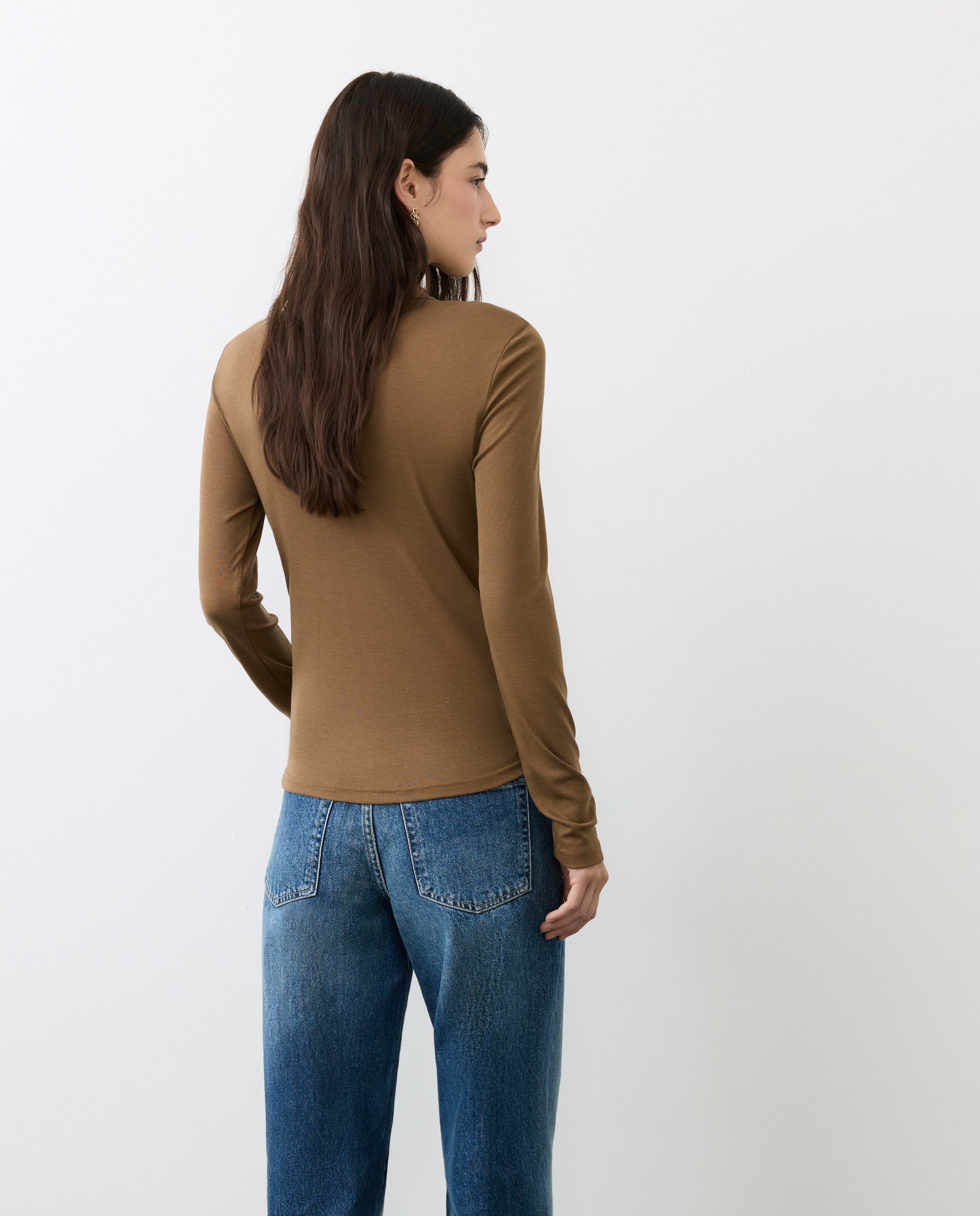 Camiseta manga larga de mujer con escote cruzado - Tintoretto - 560 Oliva 560 Oliva-3