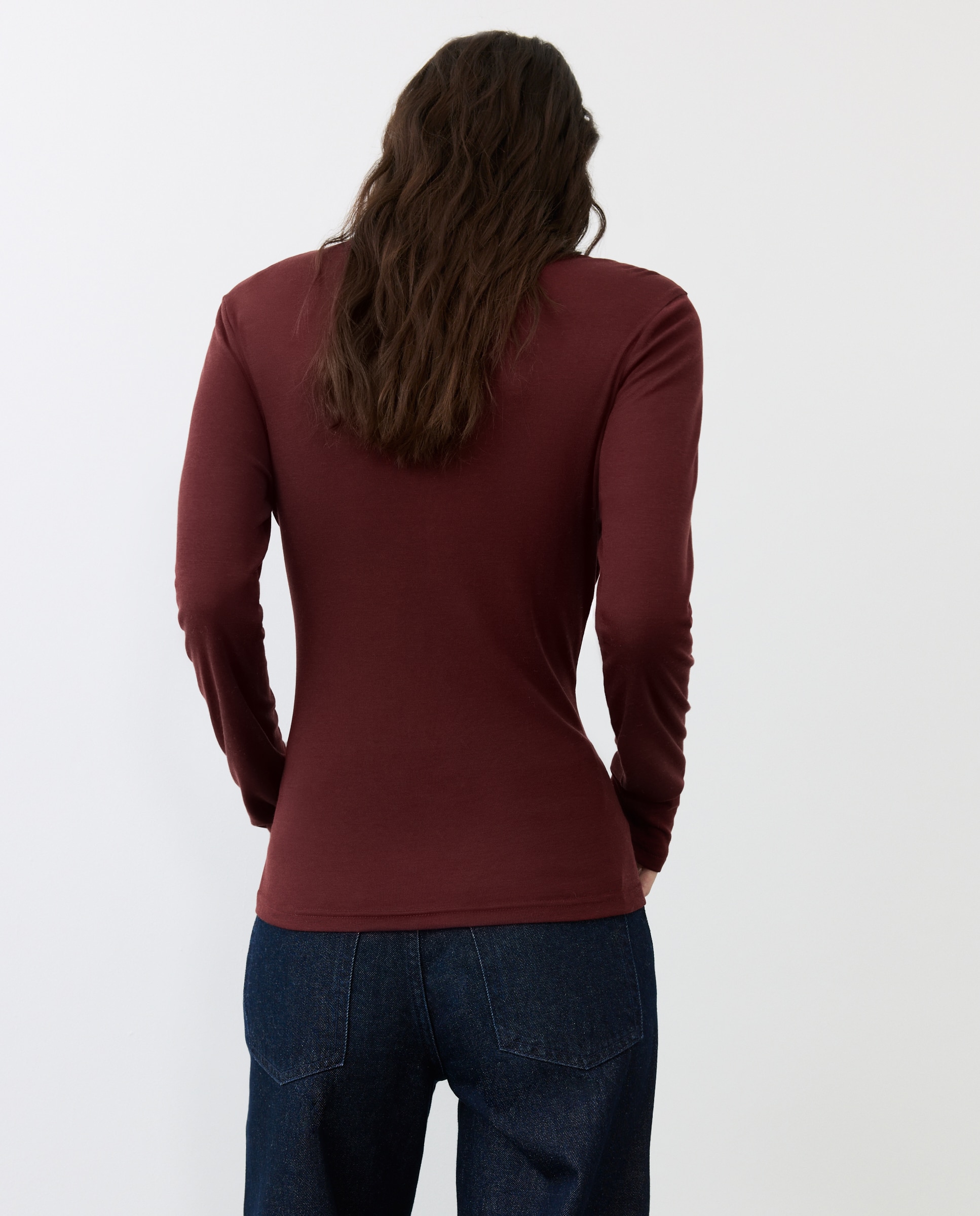 Camiseta manga larga de mujer con escote cruzado - Tintoretto - Bermellon Bermellon-2