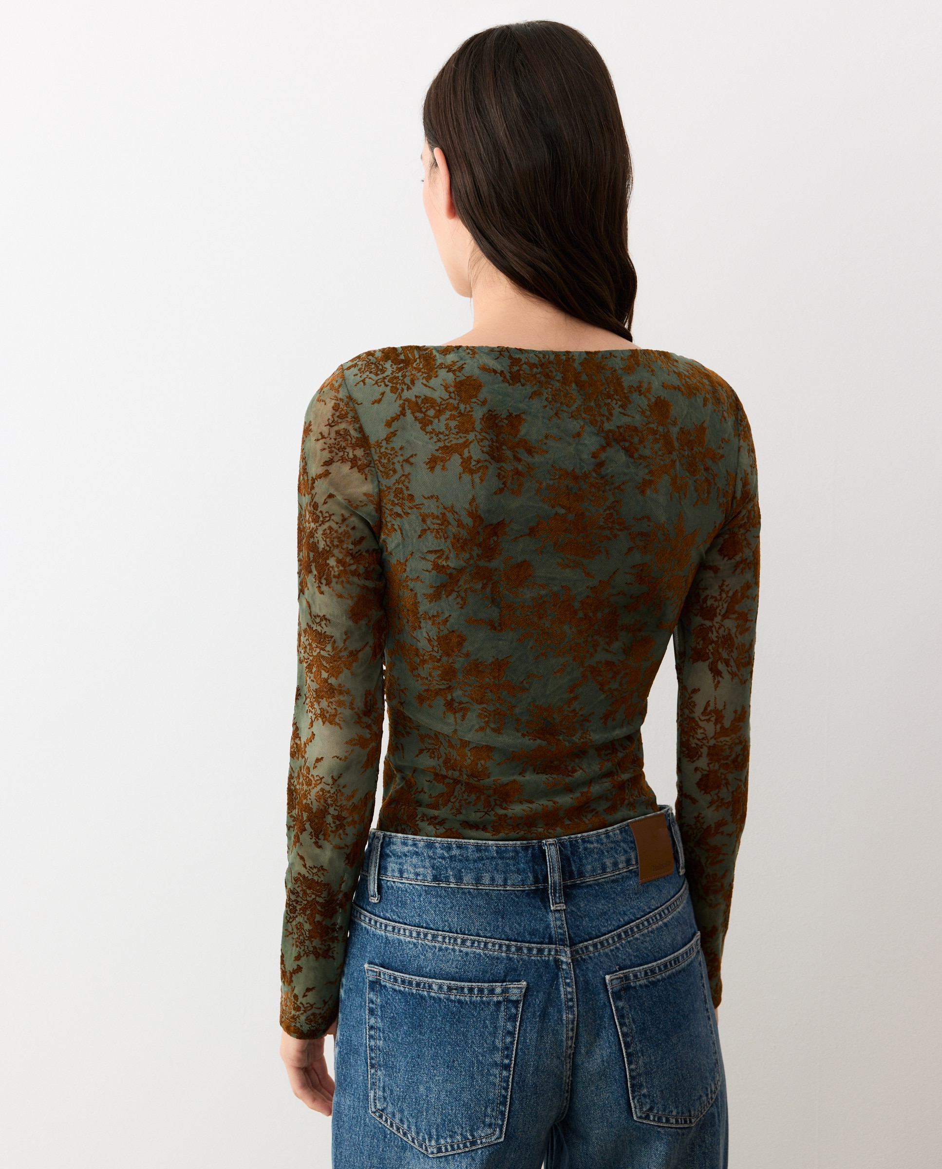 Body de mujer cruzado estampado devoré - Tintoretto - 530 Verde oscuro 530 Verde oscuro-3