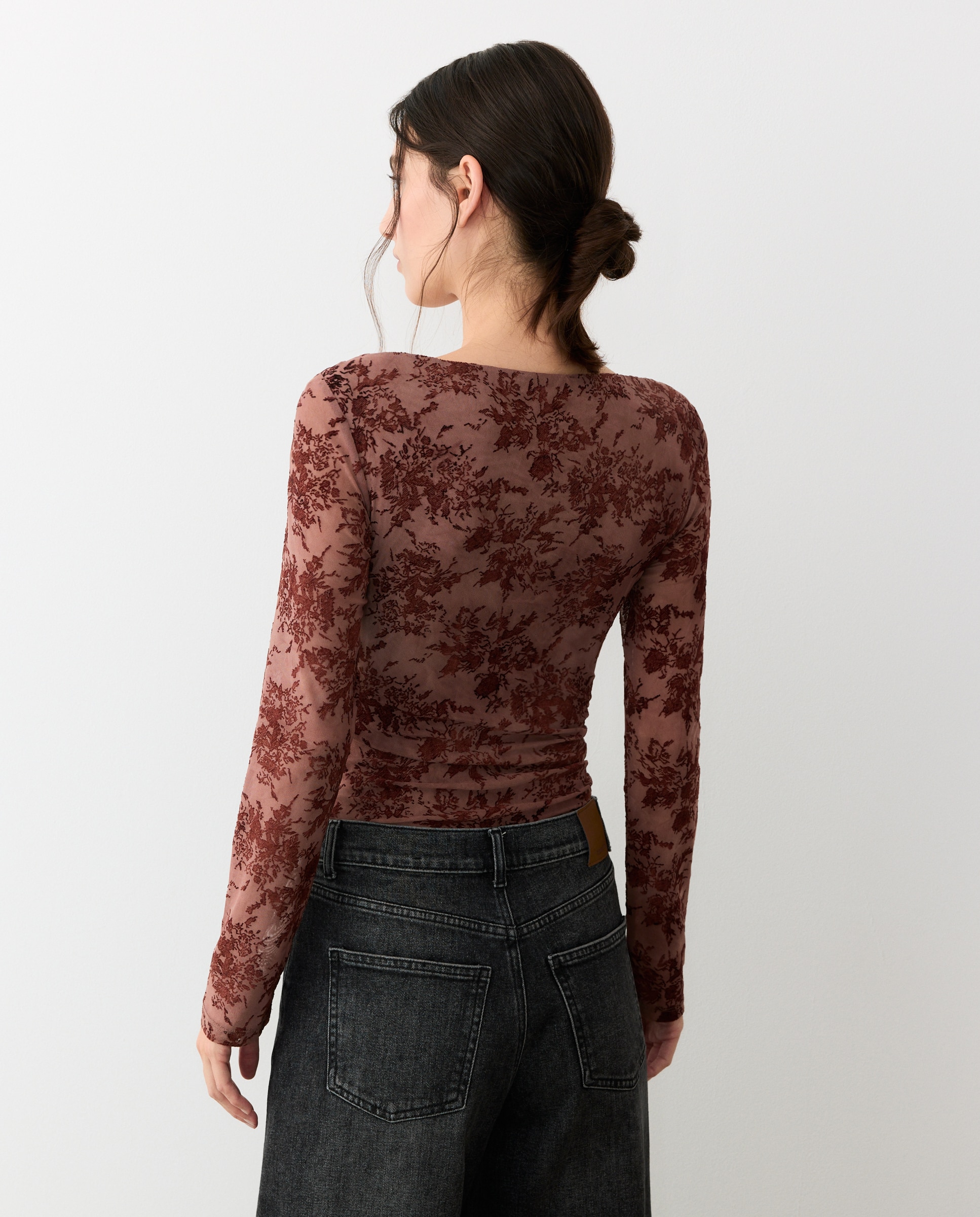 Body de mujer cruzado estampado devoré - Tintoretto - Ciruela Ciruela-4