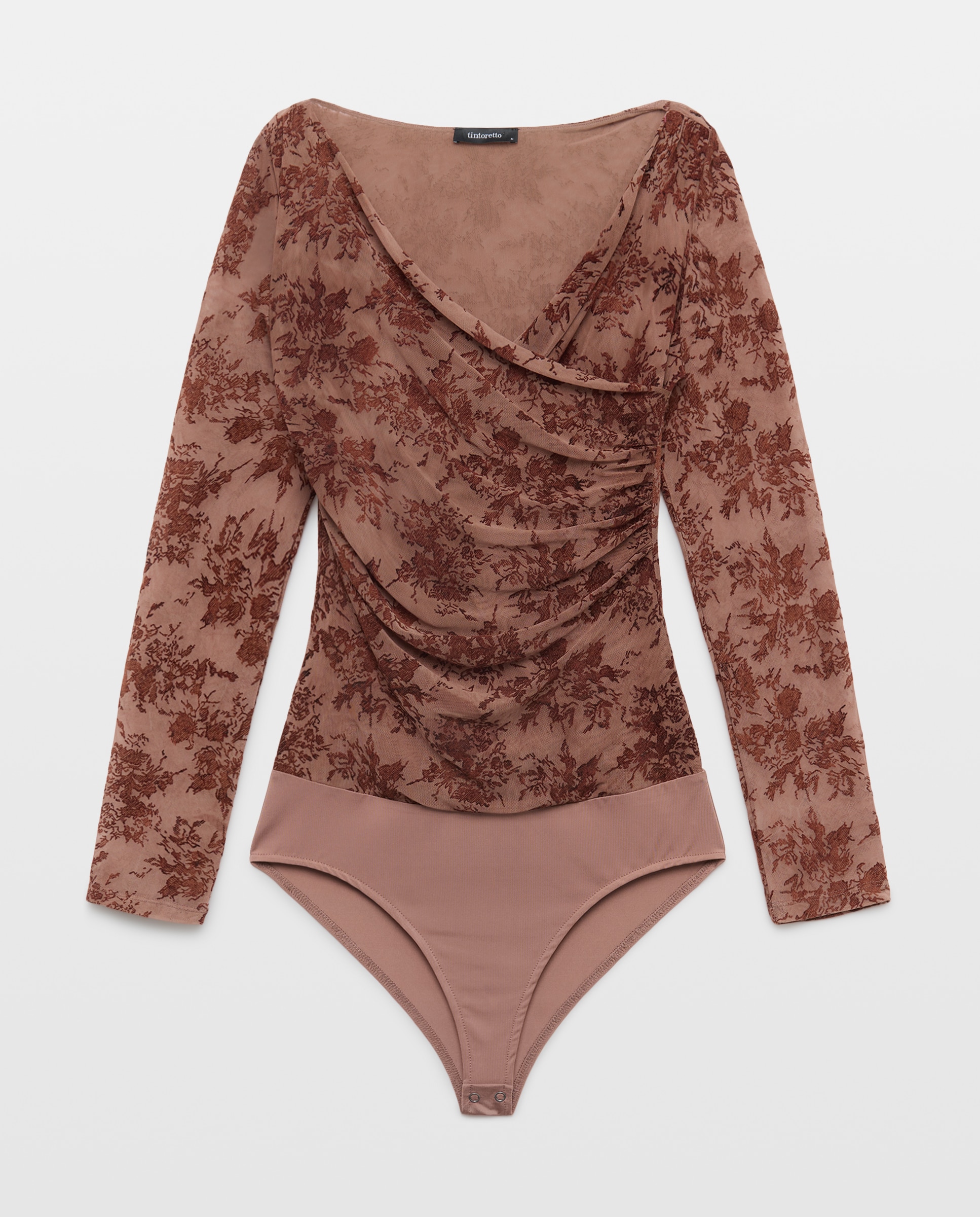 Body de mujer cruzado estampado devoré - Tintoretto - Ciruela Ciruela-5