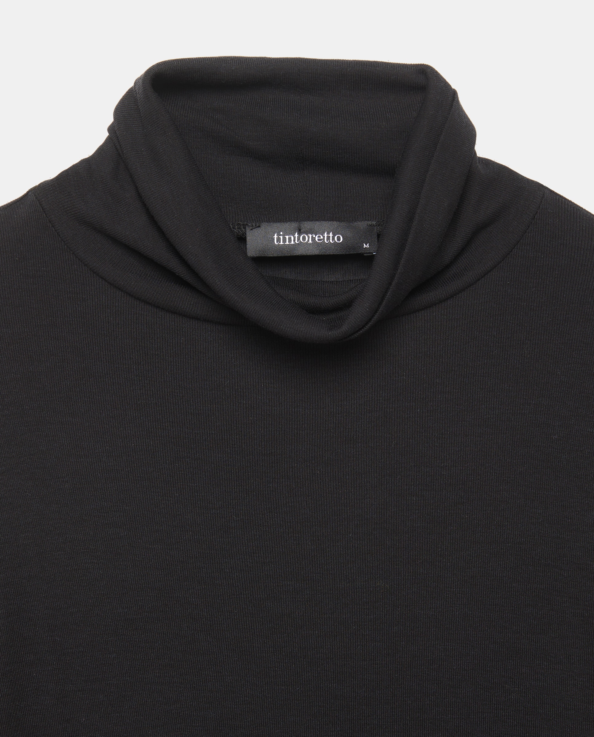 Camisola de mulher com manga comprida e gola cisne Preto-5