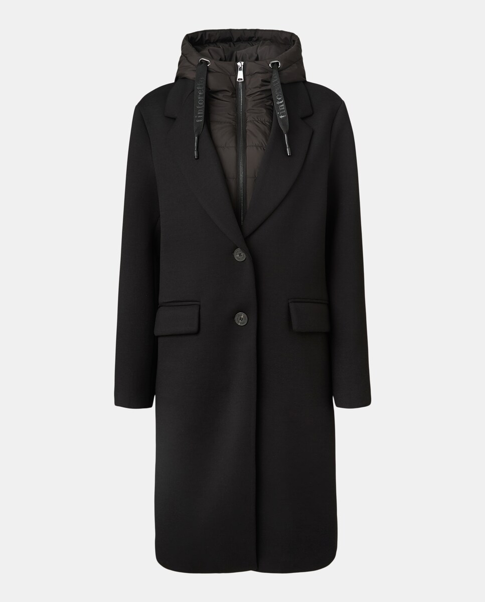 Sobretudo com Capuz e em Neopreno Preto-5