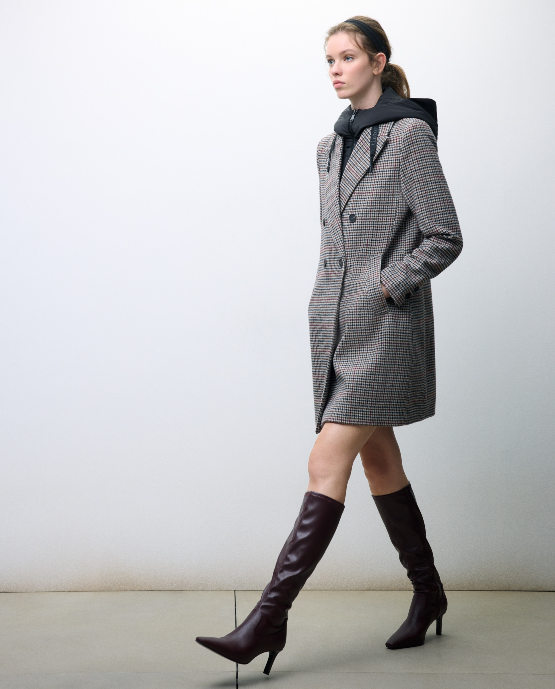 Sobretudo com capuz Castanho-1