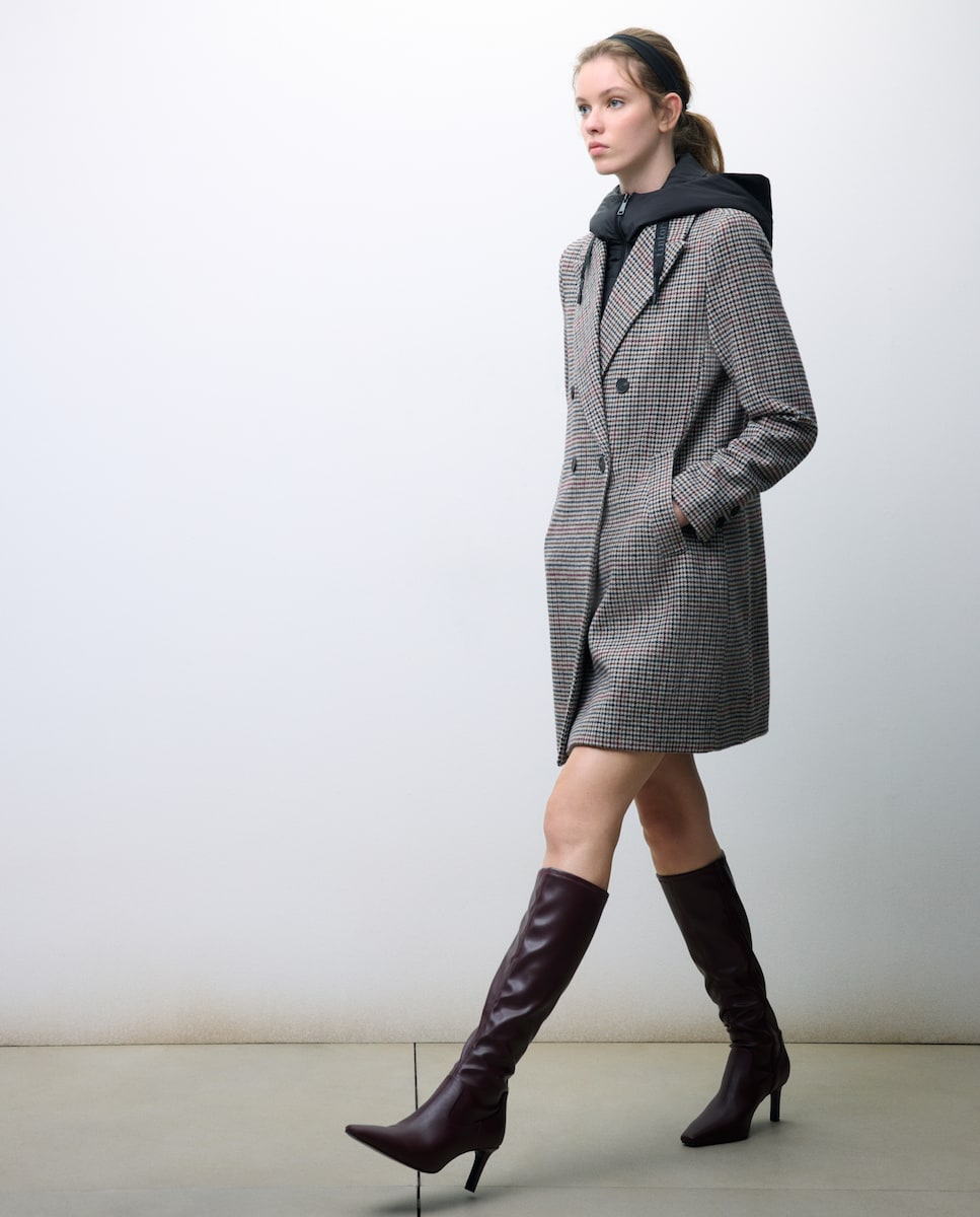 Sobretudo com capuz Castanho-1