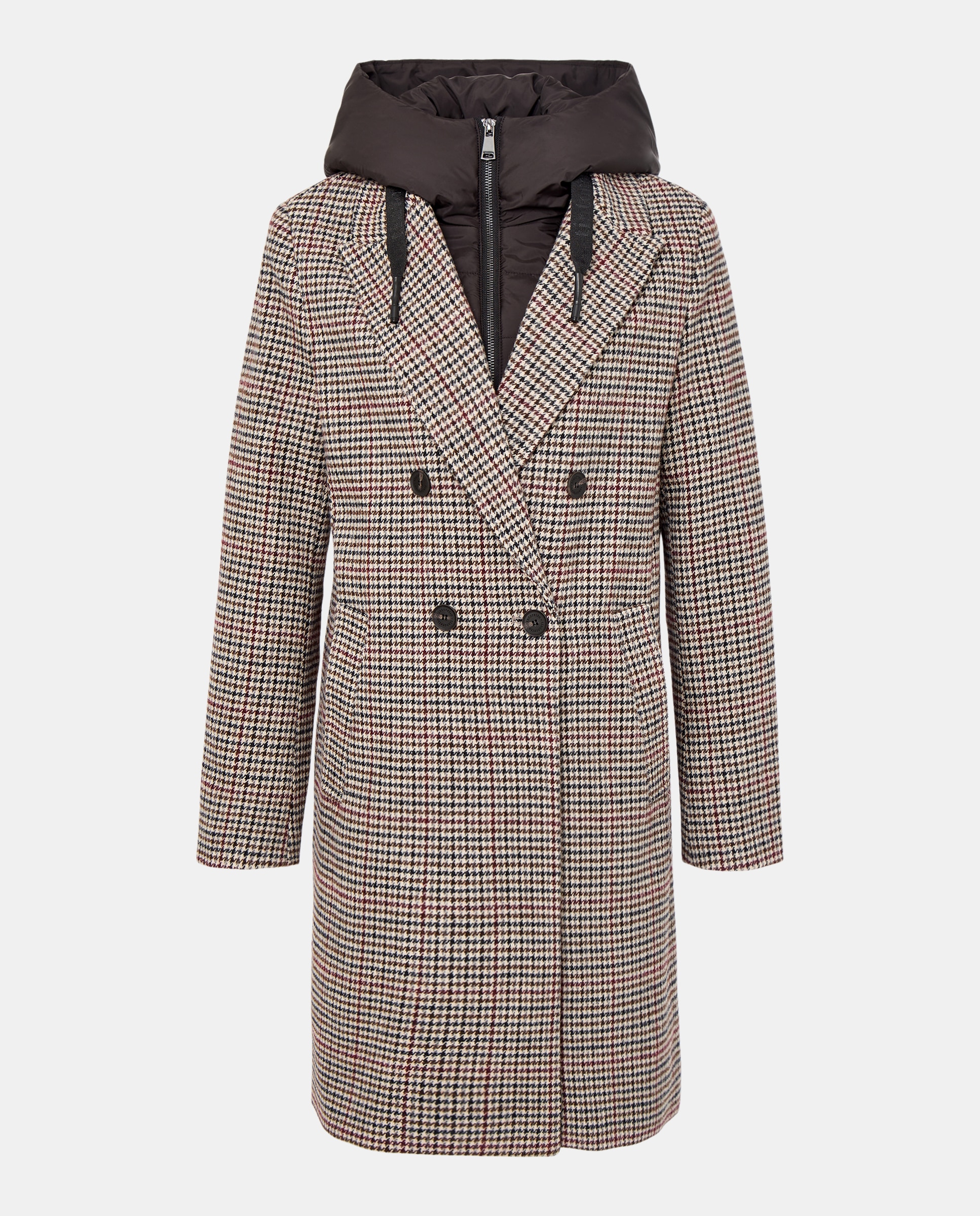 Sobretudo com capuz Castanho-5