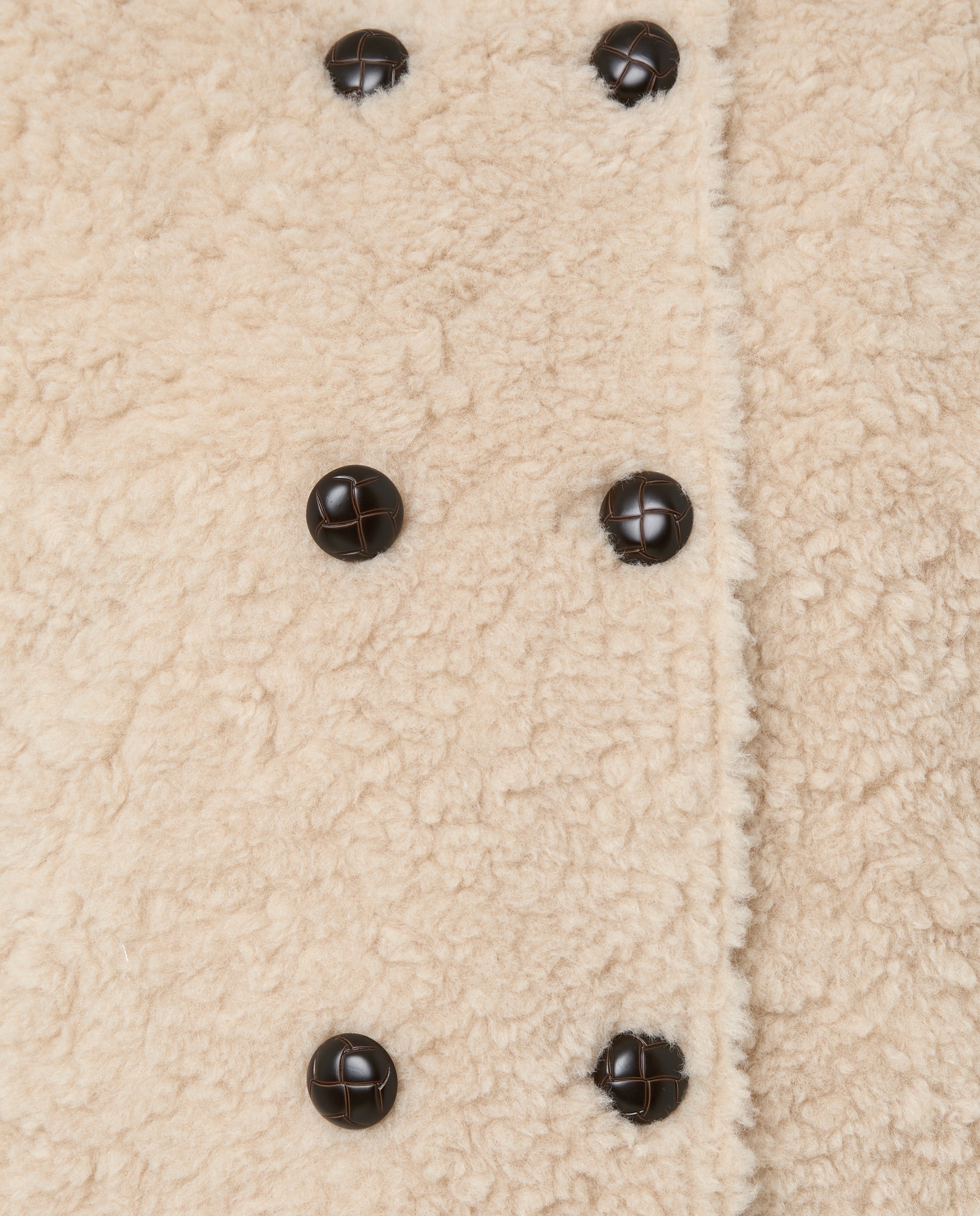 Casaco de Pelo Comprido com Decote Redondo 120 Cru-6