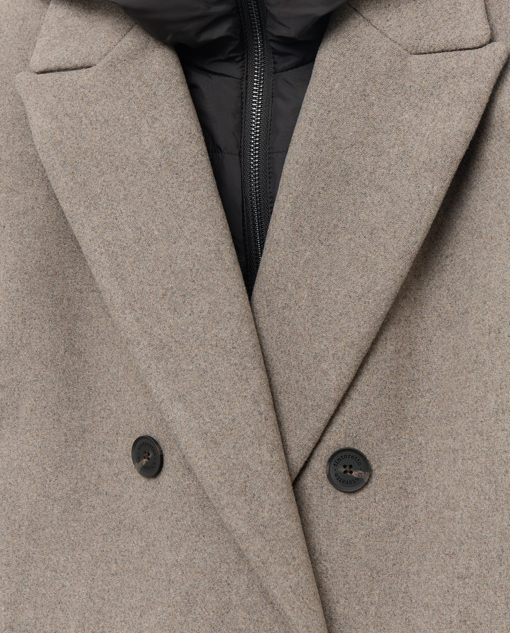 Abrigo nylon con capucha demostable - Tintoretto - Visón claro Visón claro-6