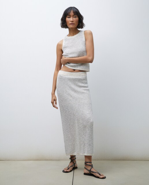 Imagen 0 de Falda tricot lurex plata
