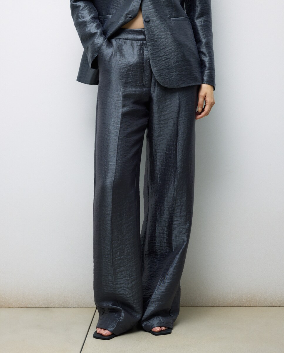 Calças de Fato Laminadas Prateado envelhecido-2