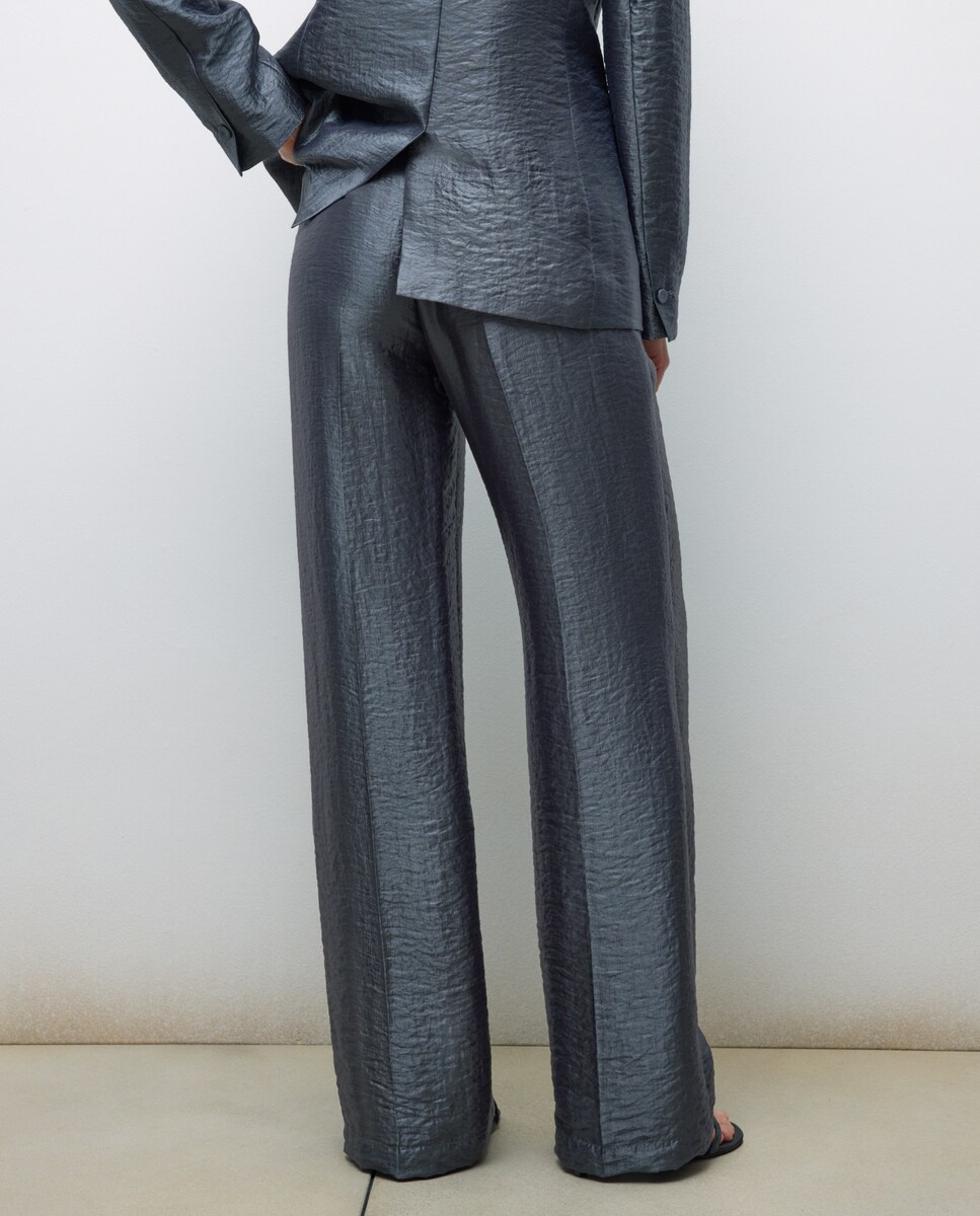 Calças de Fato Laminadas Prateado envelhecido-3