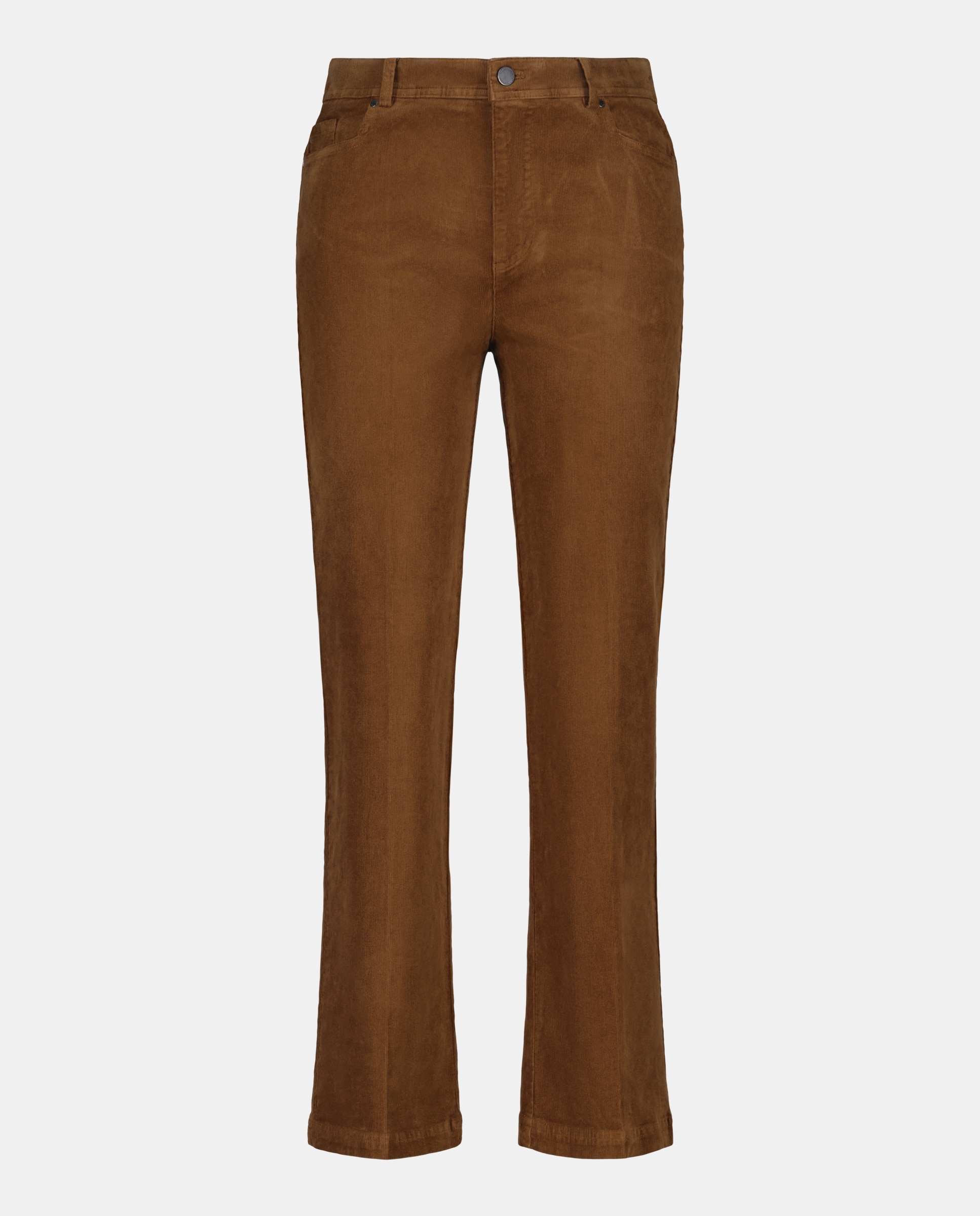 Calças Regular Cropped de Bombazina 730 Camel-4