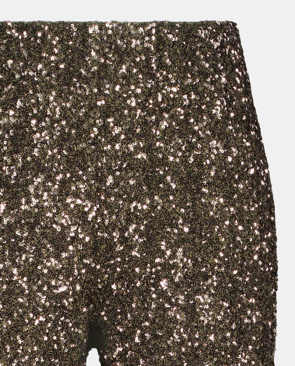 Calças Justas com Lantejoulas Verde-6