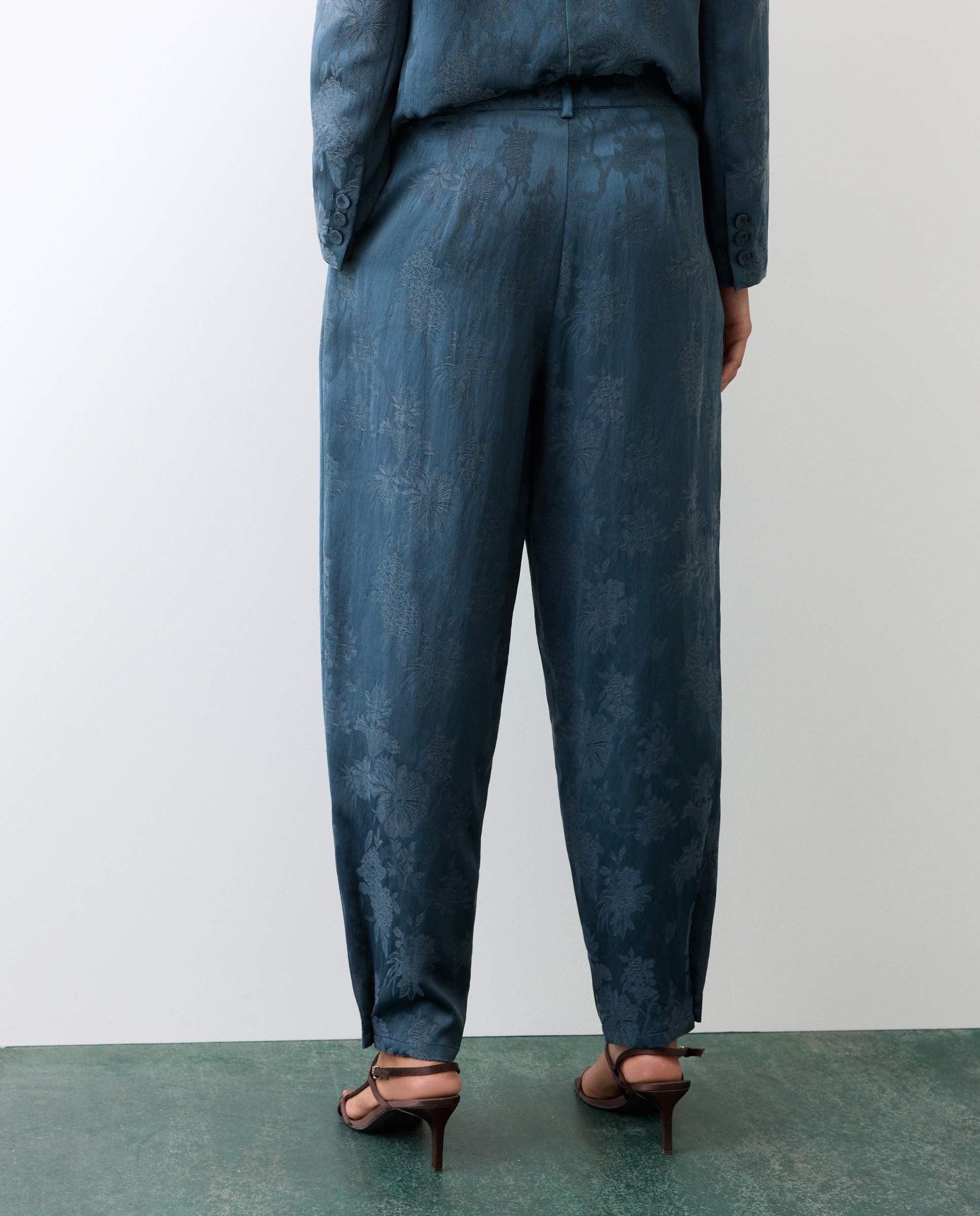 Pantalón bombacho de mujer jacquard - Tintoretto - Azul oscuro Azul oscuro-3