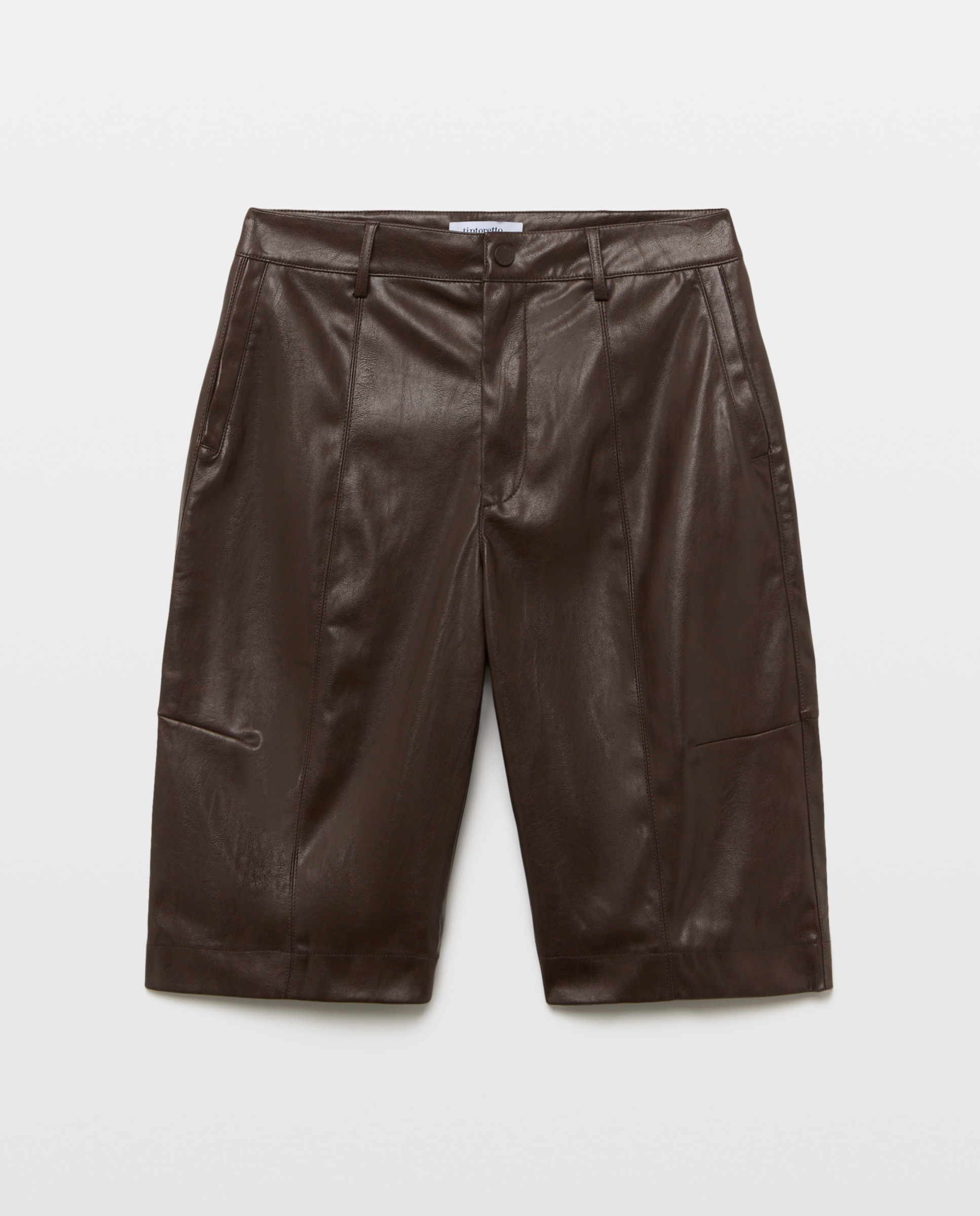 Bermudas com Efeito de Pele Castanho-4