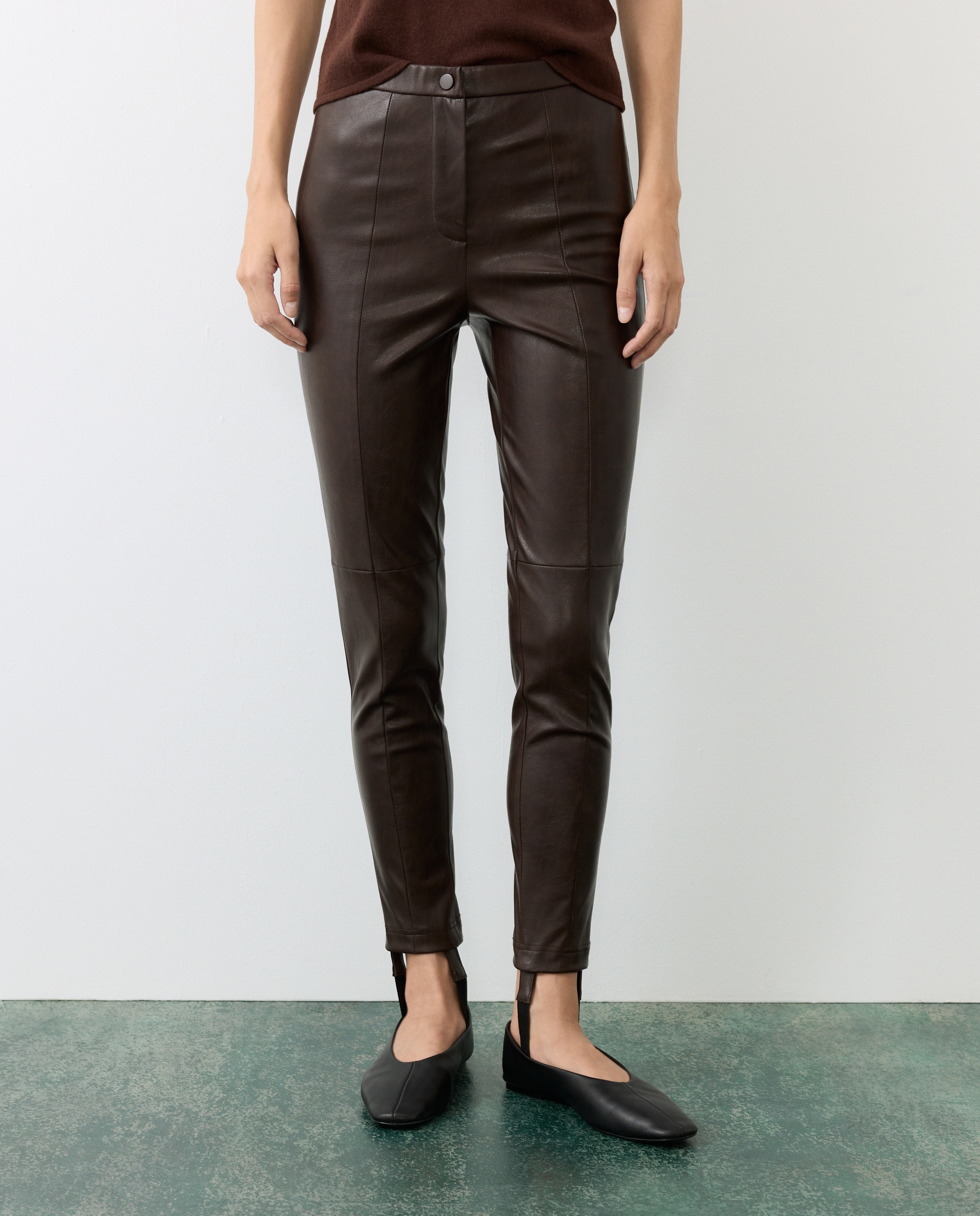 Pantalón fuseau de mujer efecto piel - Tintoretto - Marrón Marrón-2