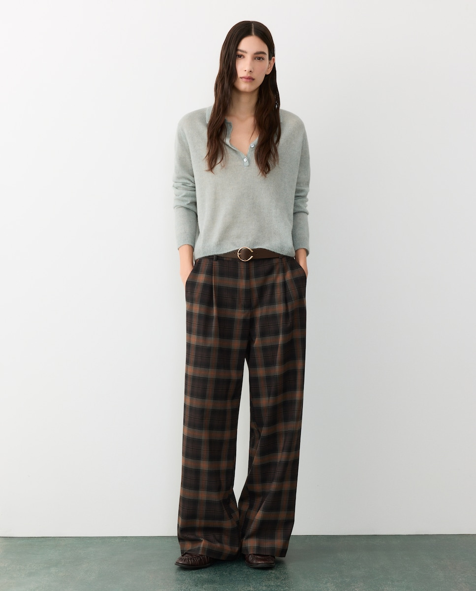 Imagen 0 de Pantalón pinzas ancho Marrón
