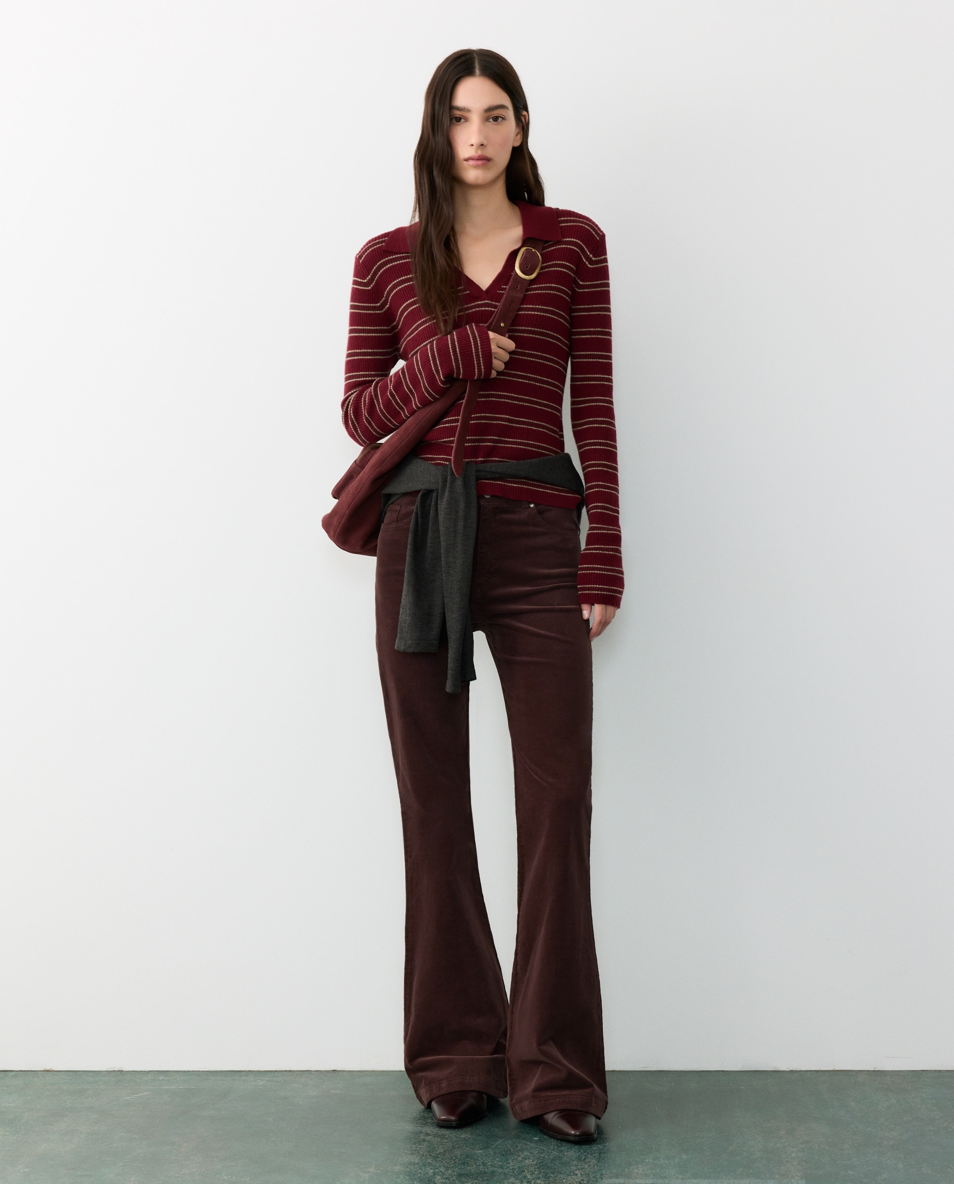 Pantalón pana flare de mujer - Tintoretto - Negro Negro-1
