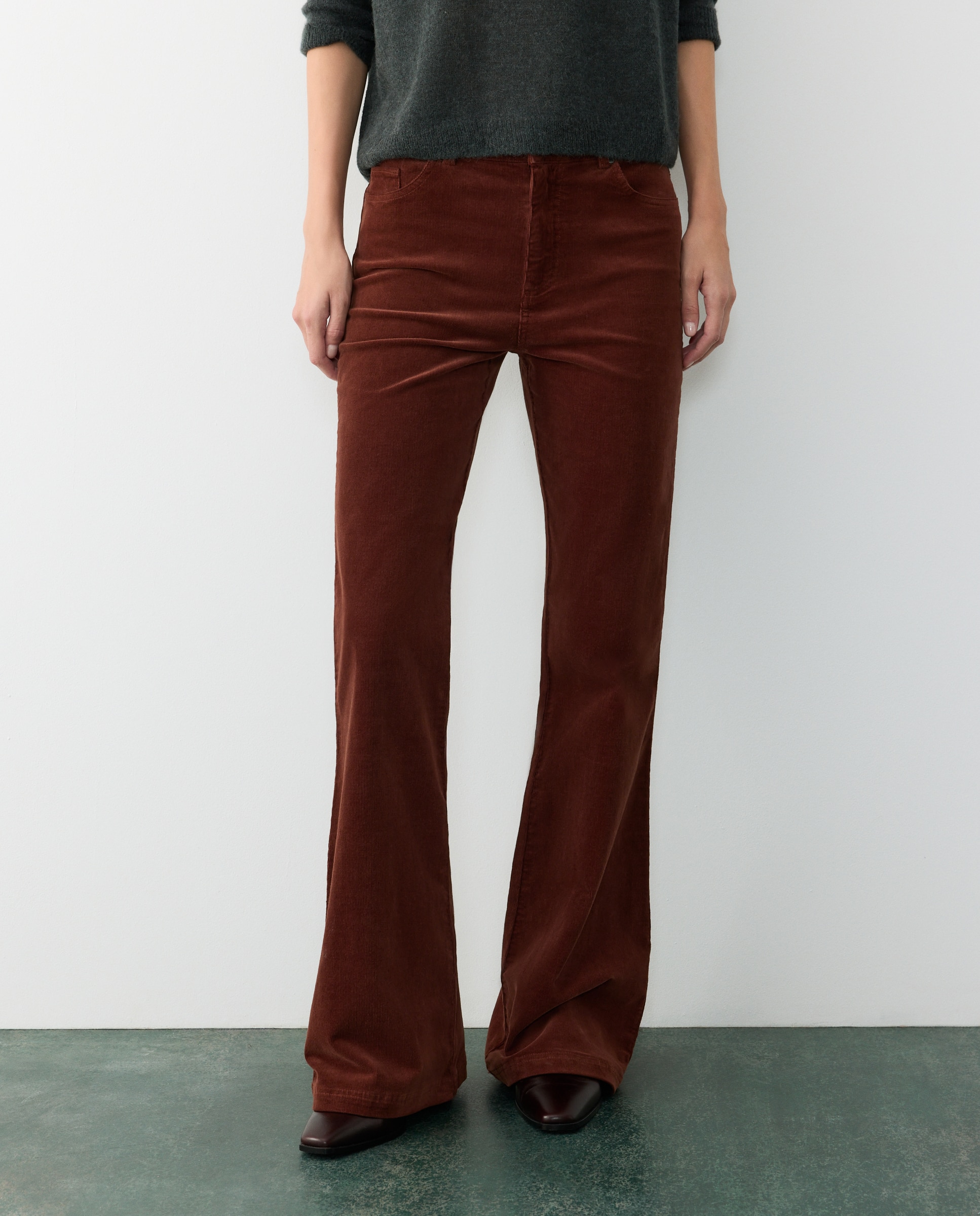 Pantalón pana flare de mujer - Tintoretto - Marrón Marrón-2