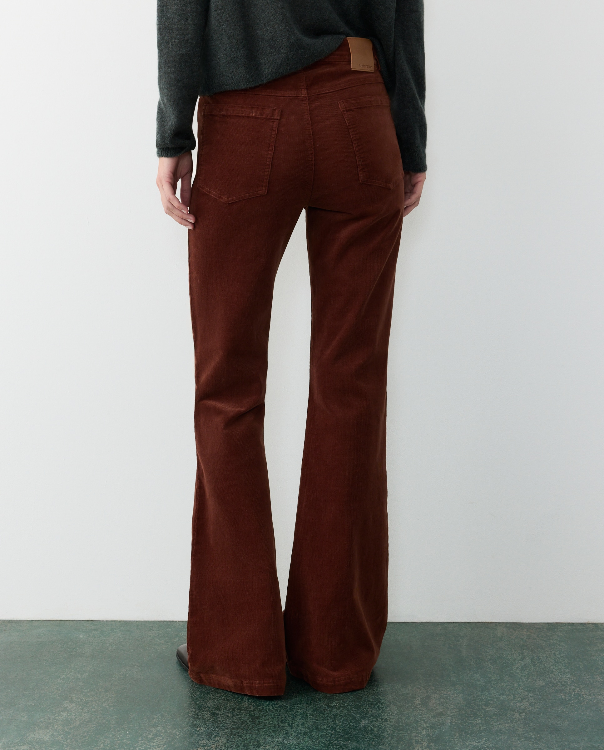 Pantalón pana flare de mujer - Tintoretto - Marrón Marrón-3