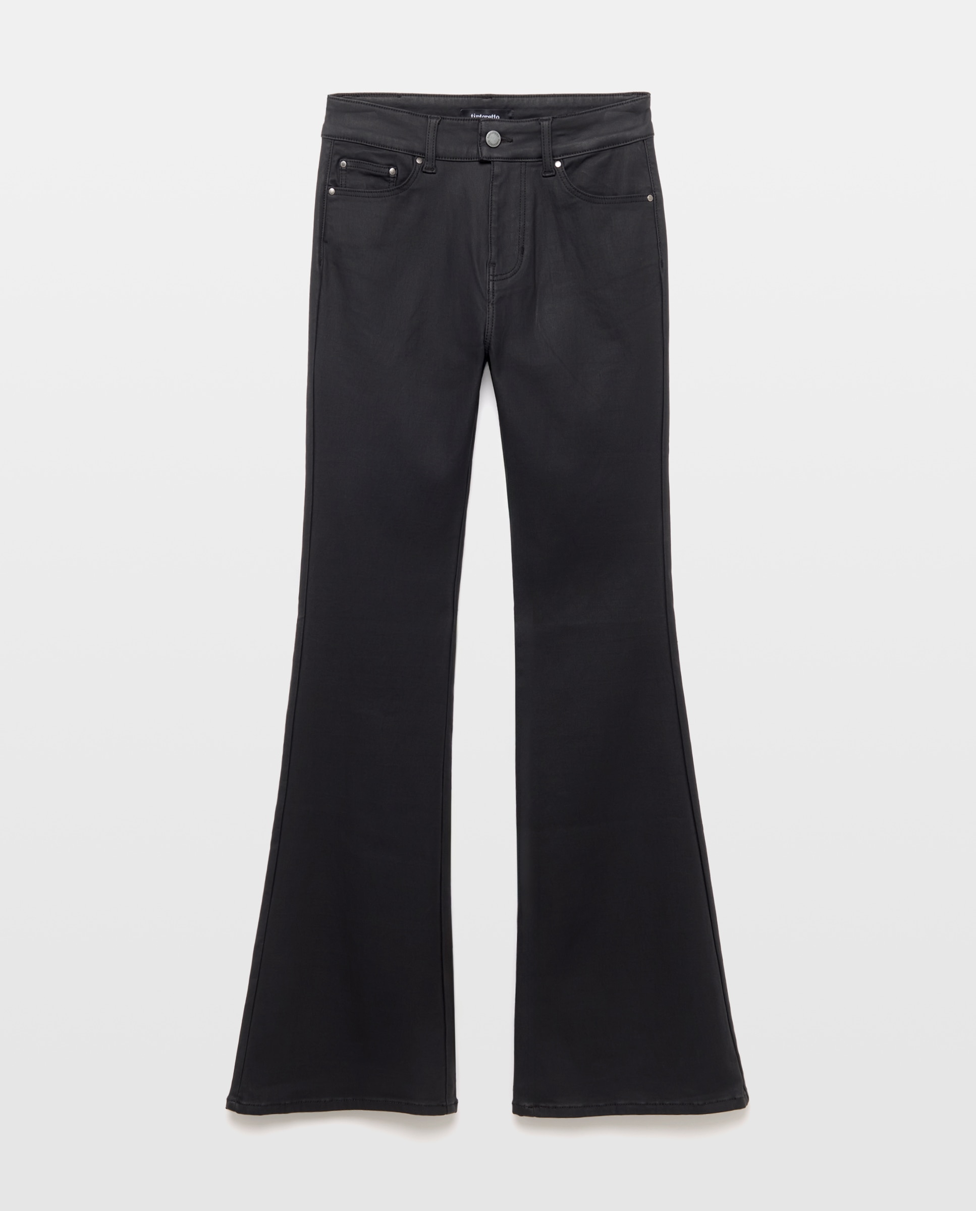 Pantalón flare coated de mujer - Tintoretto - Negro Negro-4