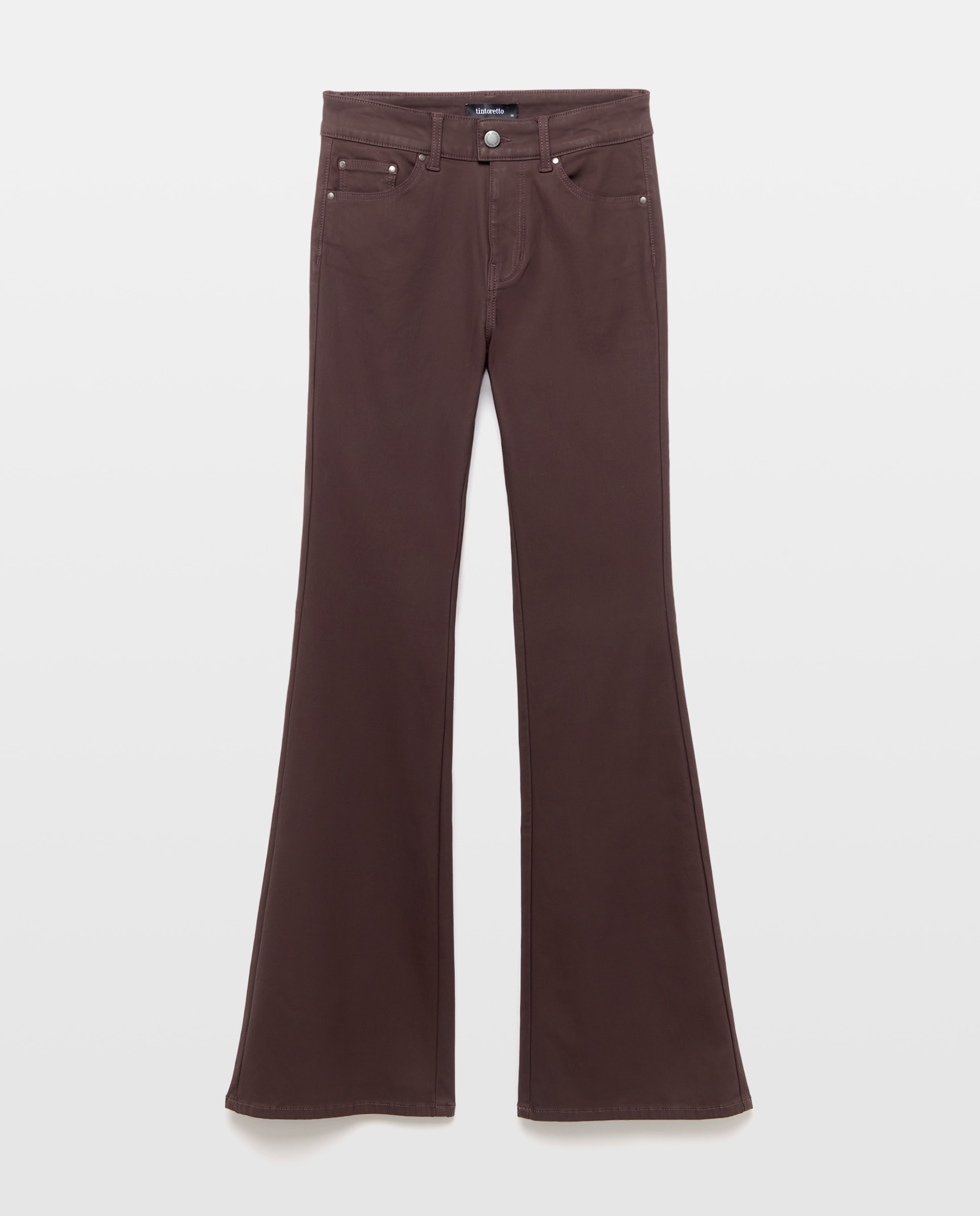Pantalón flare coated de mujer - Tintoretto - 291 Berenjena 291 Berenjena-4