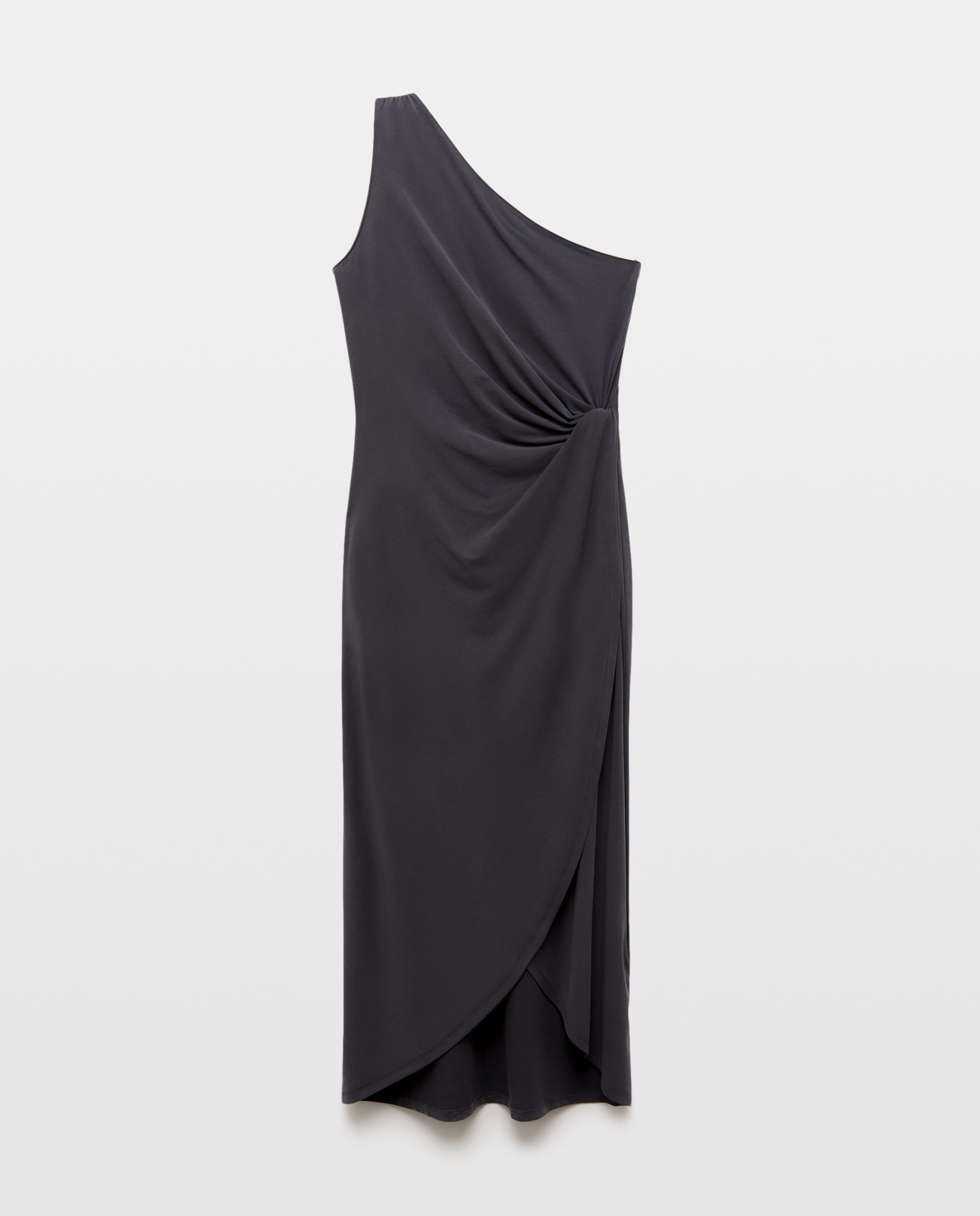 Vestido Assimétrico com Nó Lateral 830 Antracite-5